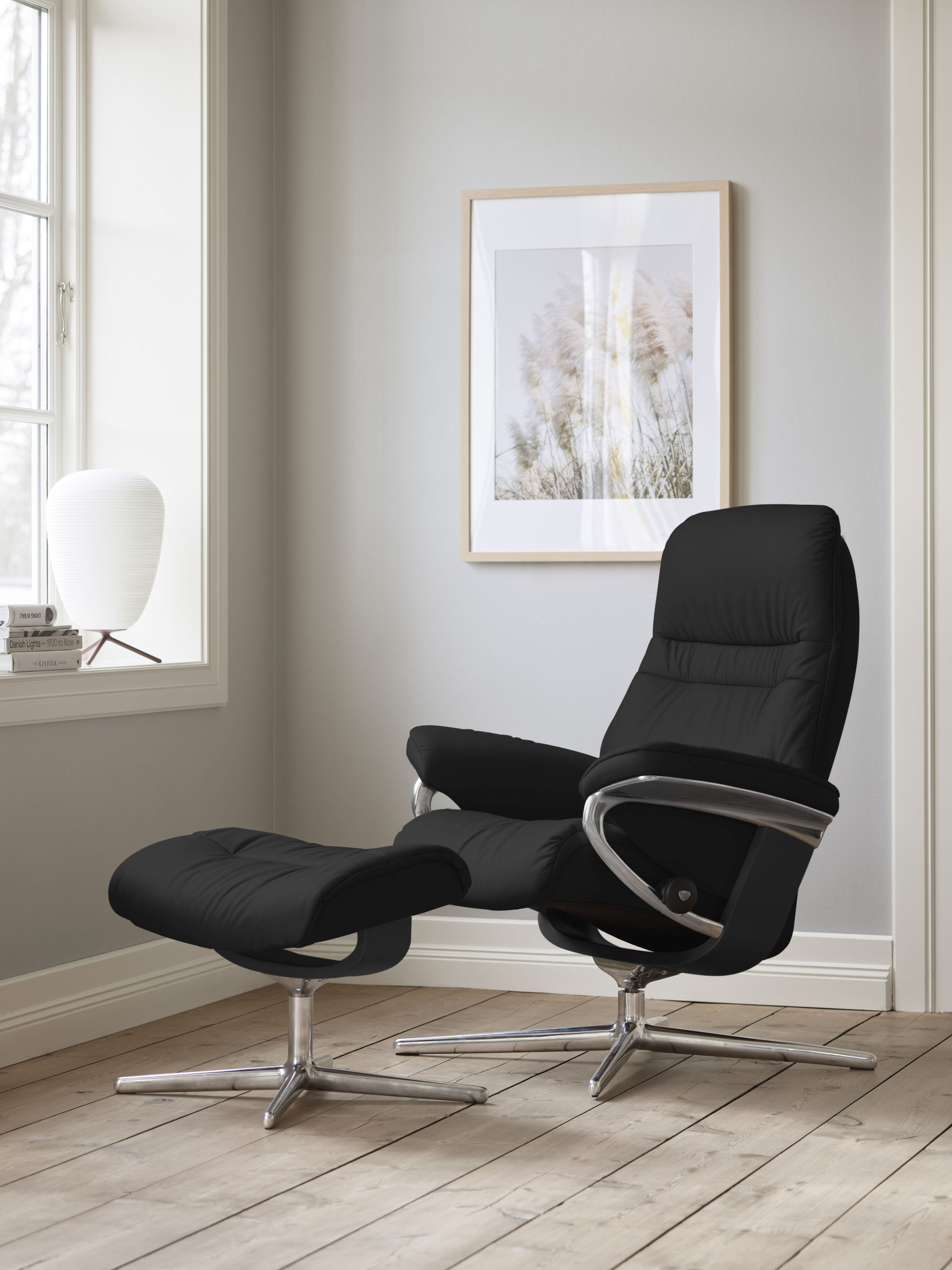 Stressless Relaxsessel "Sunrise" mit Cross Base, Größe S, M & L, Holzakzent Schwarz