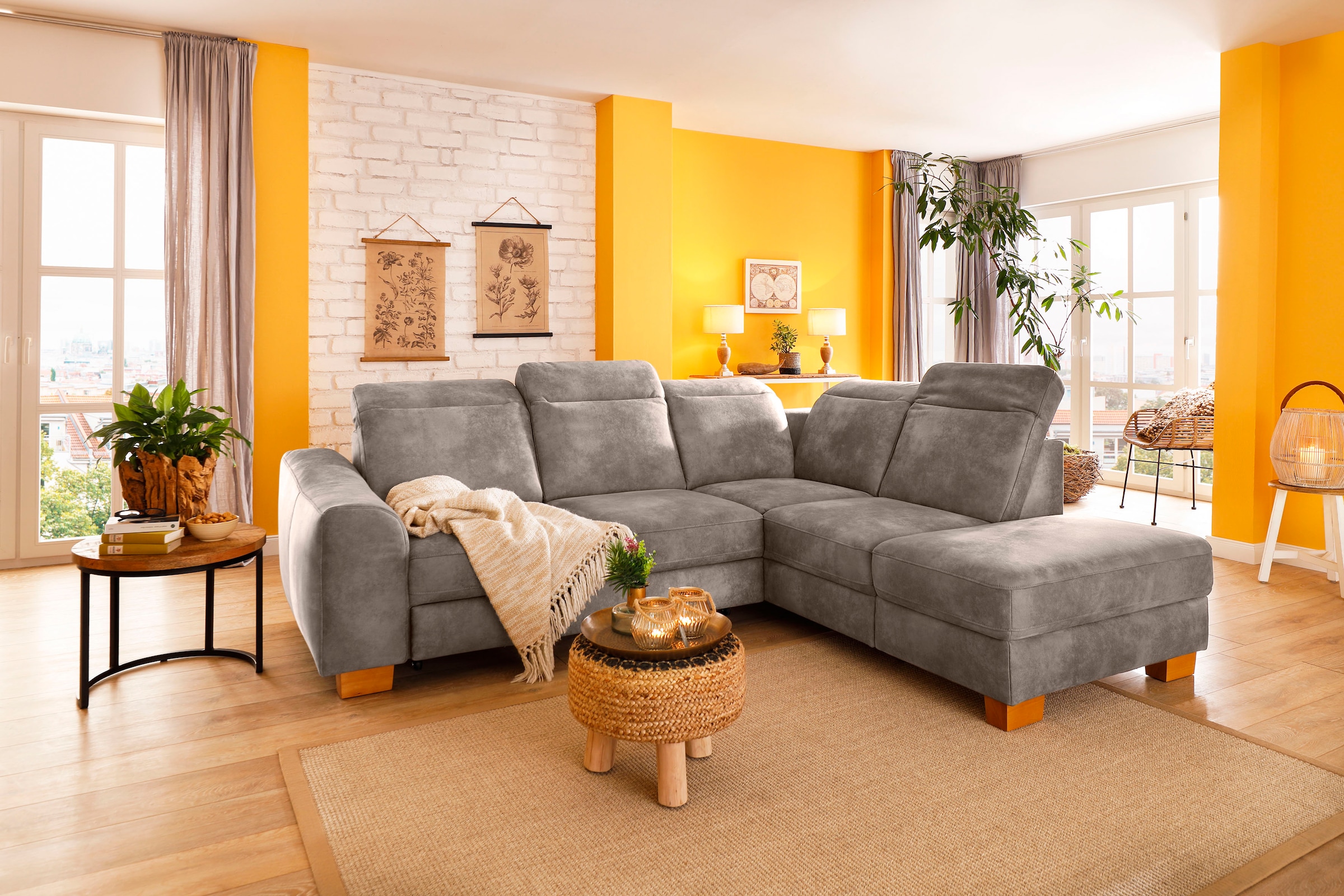 Home affaire Ecksofa »Dundee L-Form«, wahlweise mit Kopfteilverstellung und zusätzlich mit Bettfunktion