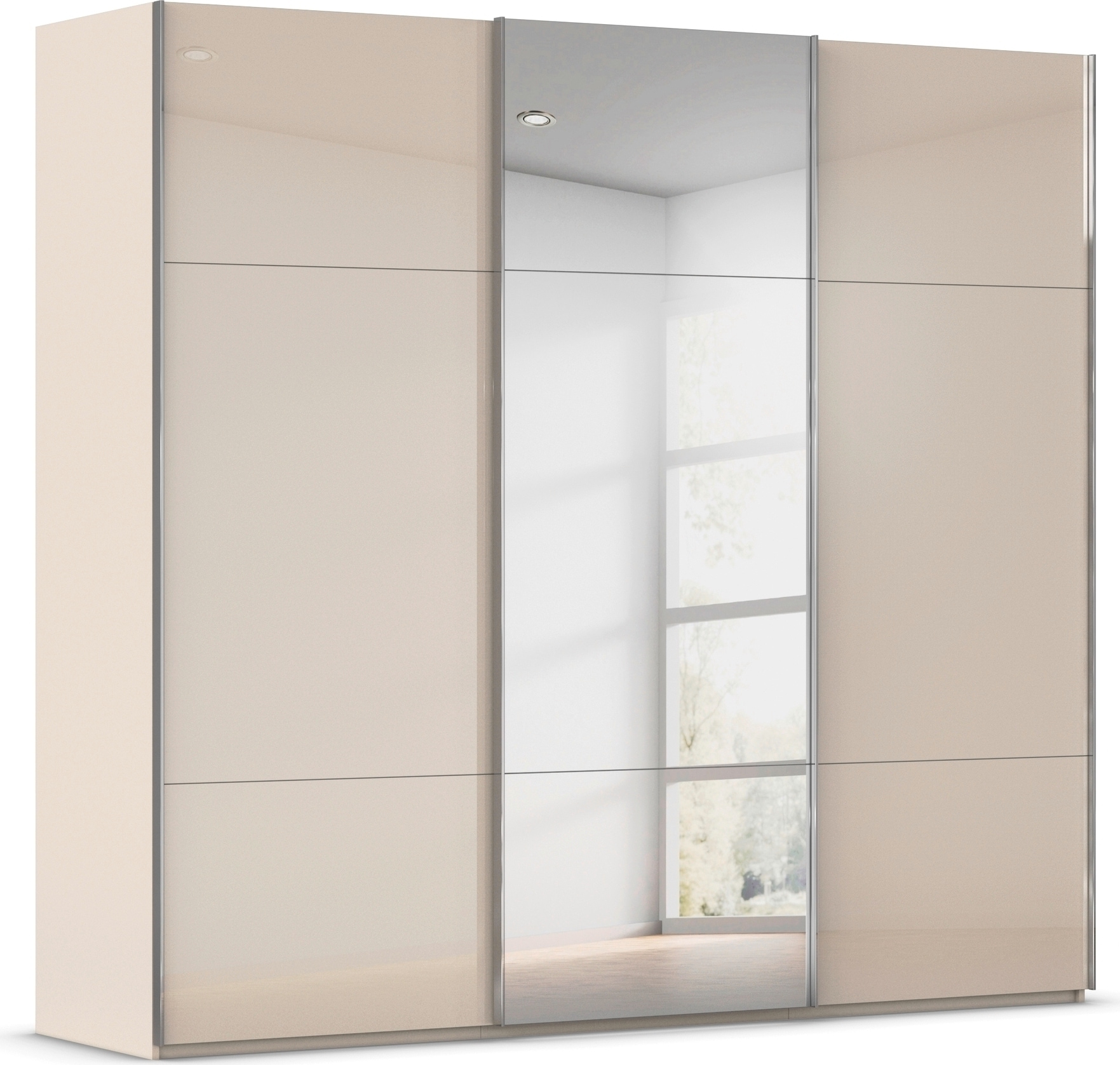 rauch Schwebetürenschrank "Kleiderschrank Schrank Garderobe Schlafzimmerschrank CONTIDO" 3 verschiedene Ausstattungen BASIC/CLASSIC/PREMIUM (inkl. SOFT-CLOSE), aus hochwertigem Material in 6 Breiten 2 Griff-Farben MADE IN GERMANY