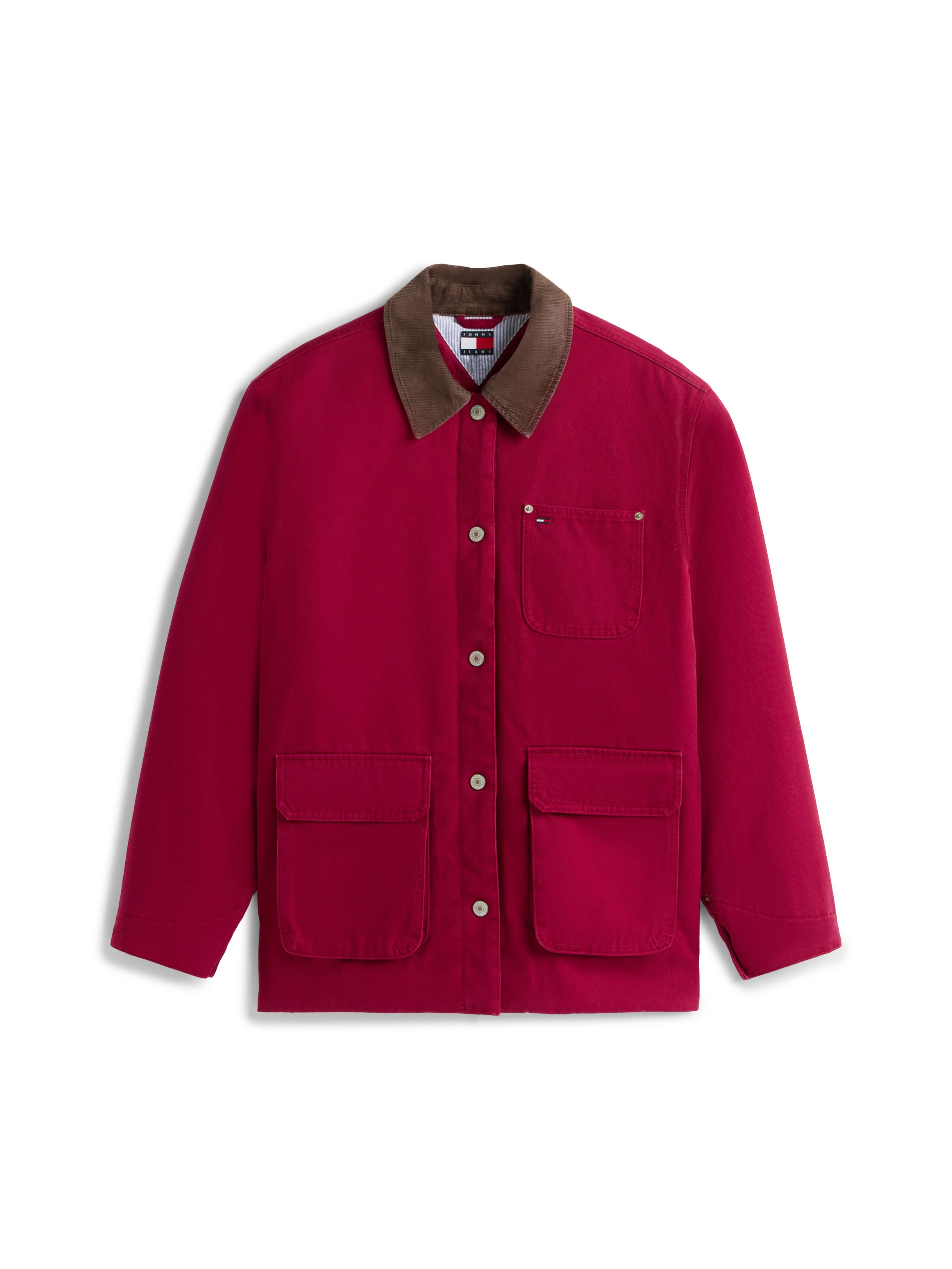 Outdoorjacke TOMMY JEANS "TJW TWILL JACKET CORD COLLAR", Damen, Gr. S (36), lavish cerise, Web, Obermaterial: 100% Baumwolle, unifarben, regular fit, Jacken Outdoorjacke 3