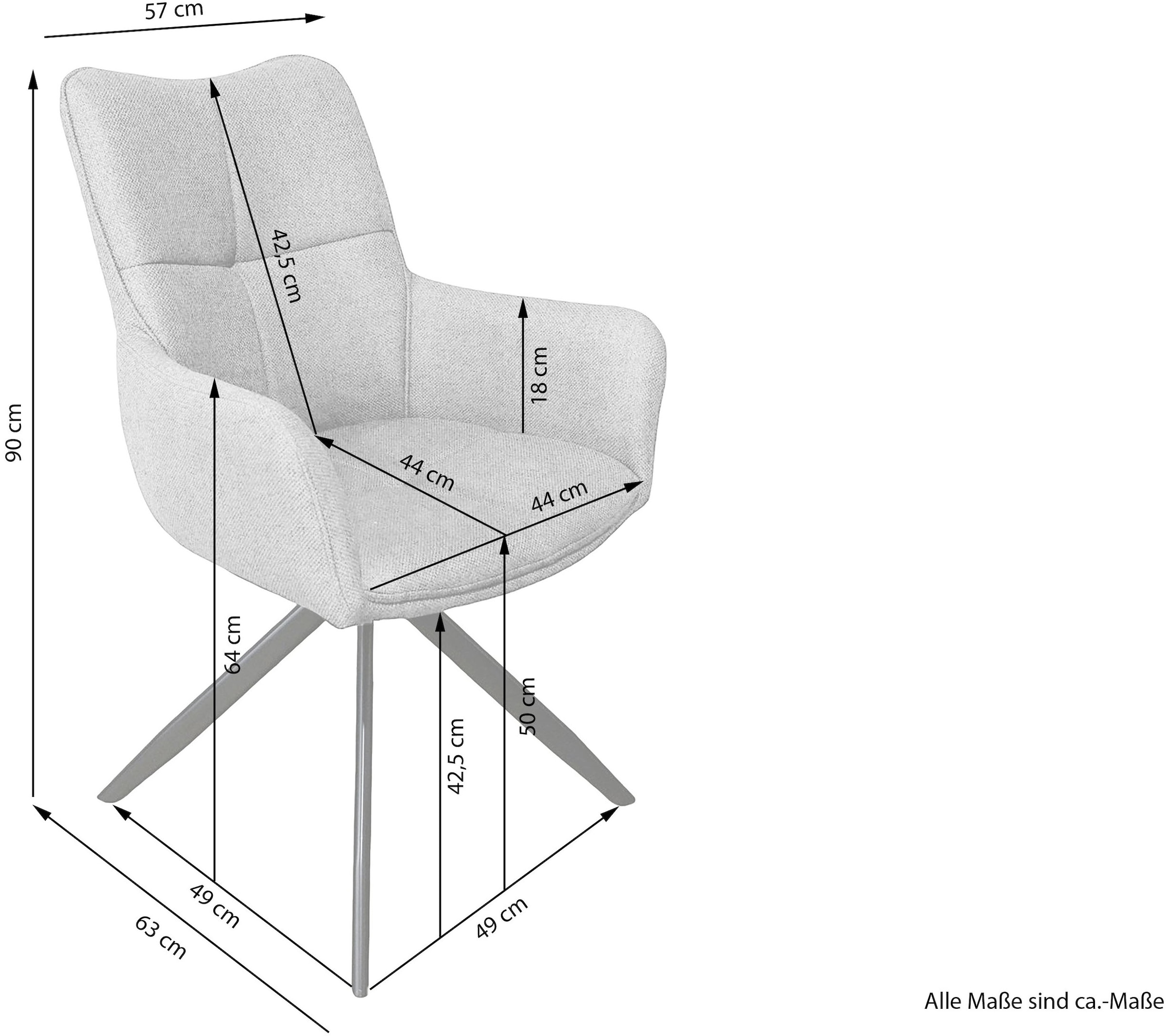 byLIVING Esszimmerstuhl »HAMILTON« (Set) 2 Stk.Webstoff, bis 110 kg, 360° drehbar, Schaumstoff, 4er Kreuzgestell