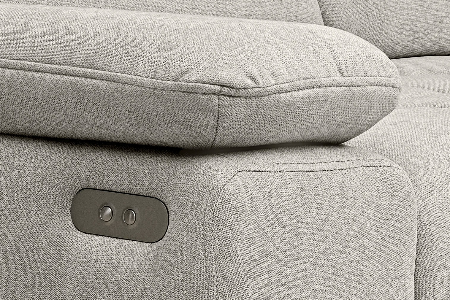 WERK2 Ecksofa »Focus-S, inkl. elektr. Sitzvorzug, manuelle Kopfteilverstellung« elektr. Sitztiefenverstellung, flexible Kopfstützen, 12cm Füße, L-Form