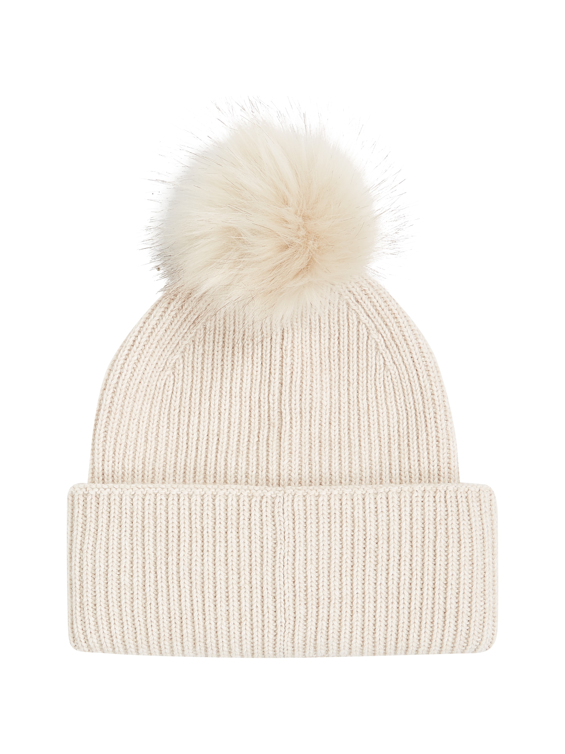 Tommy Hilfiger Beanie »ELEVATED CHIC BEANIE W/POMPOM«, Logoemblem, Pompon