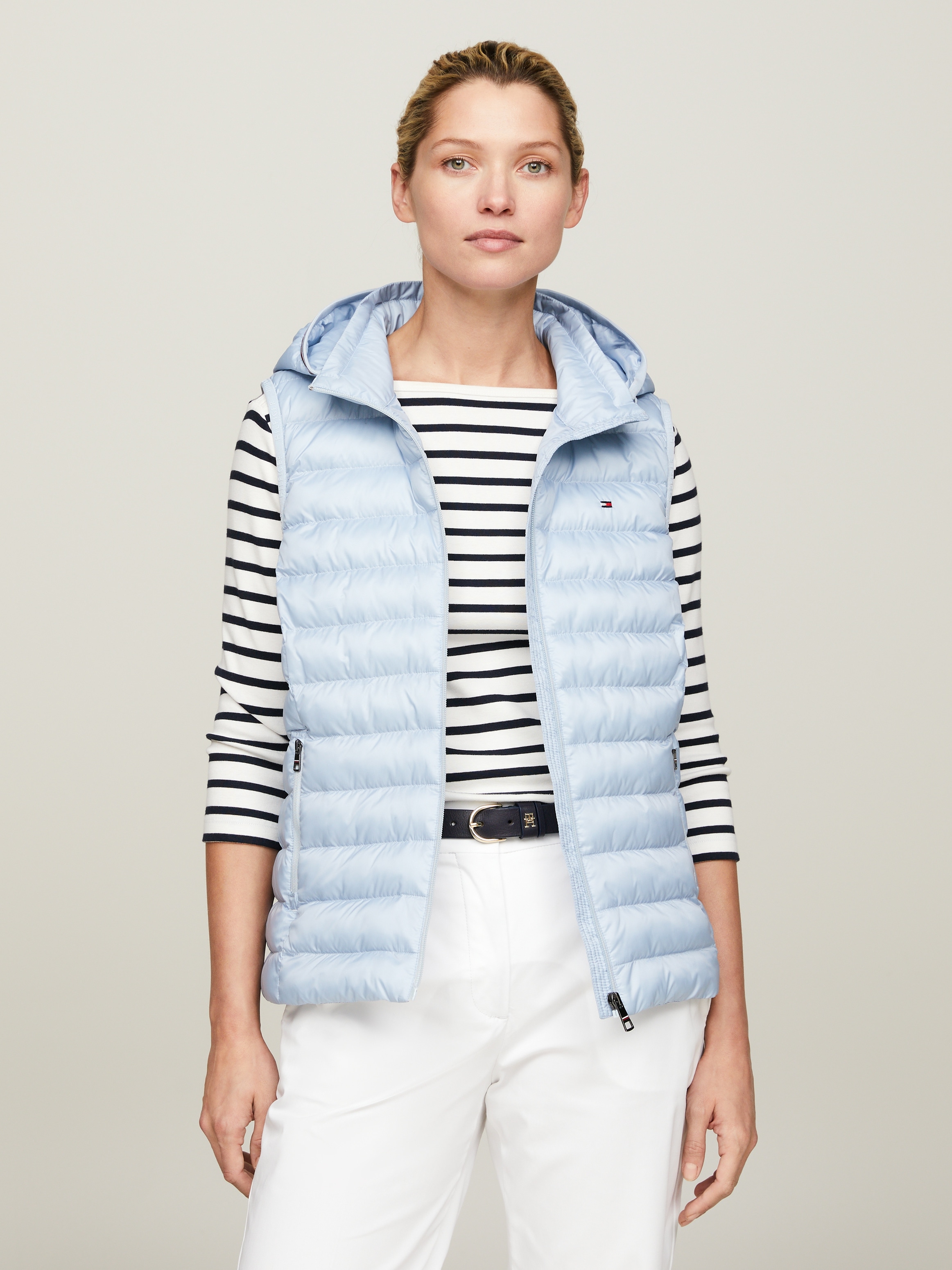 Tommy Hilfiger Steppweste "LW PADDED GLOBAL STRIPE VEST", (Global Serie TH WOMEN), mit Elastic-Band