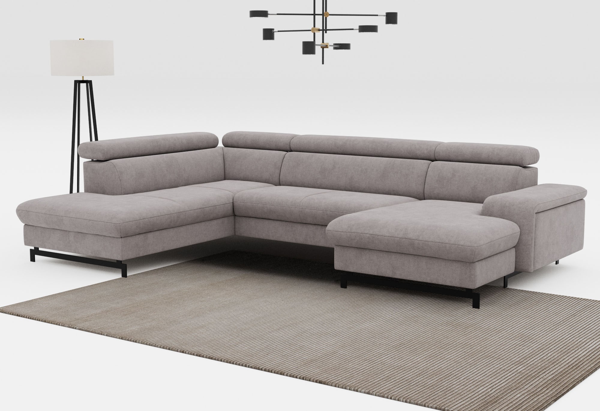 COTTA Wohnlandschaft "Emma U-Form, B: 328 cm" mit Kopfteilverstellung, optional Schlaffunktion & Bettkasten