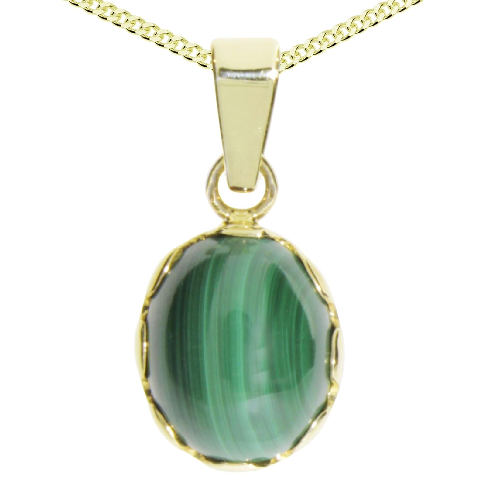 OSTSEE-SCHMUCK Kette und Anhänger Set »- Käthe - Gold 333/000 - Malachit«