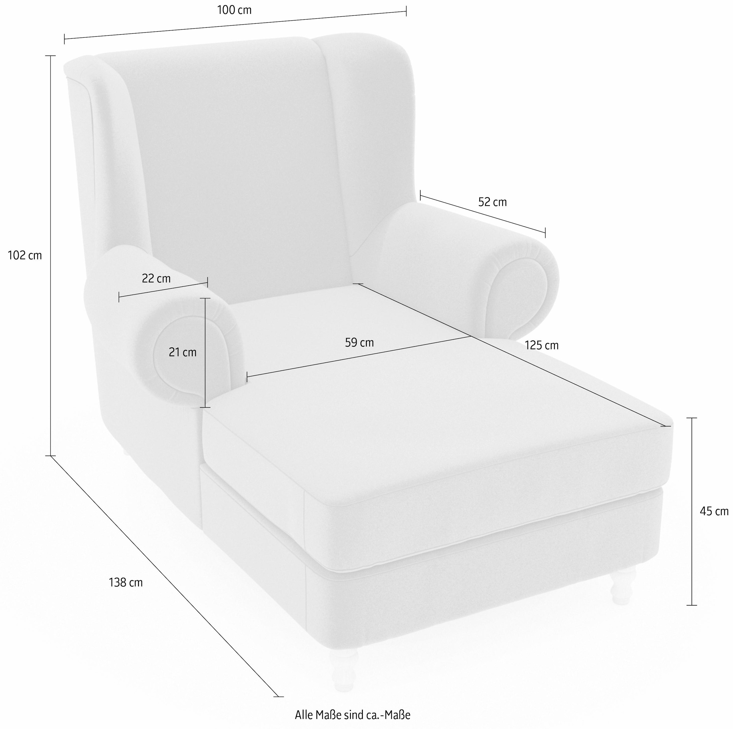 Max Winzer® Ohrensessel »Madeleine, Relaxsessel, Designsessel mit hohem Sitzkomfort«, Samtvelours Bezug in vielen Farbkombinationen