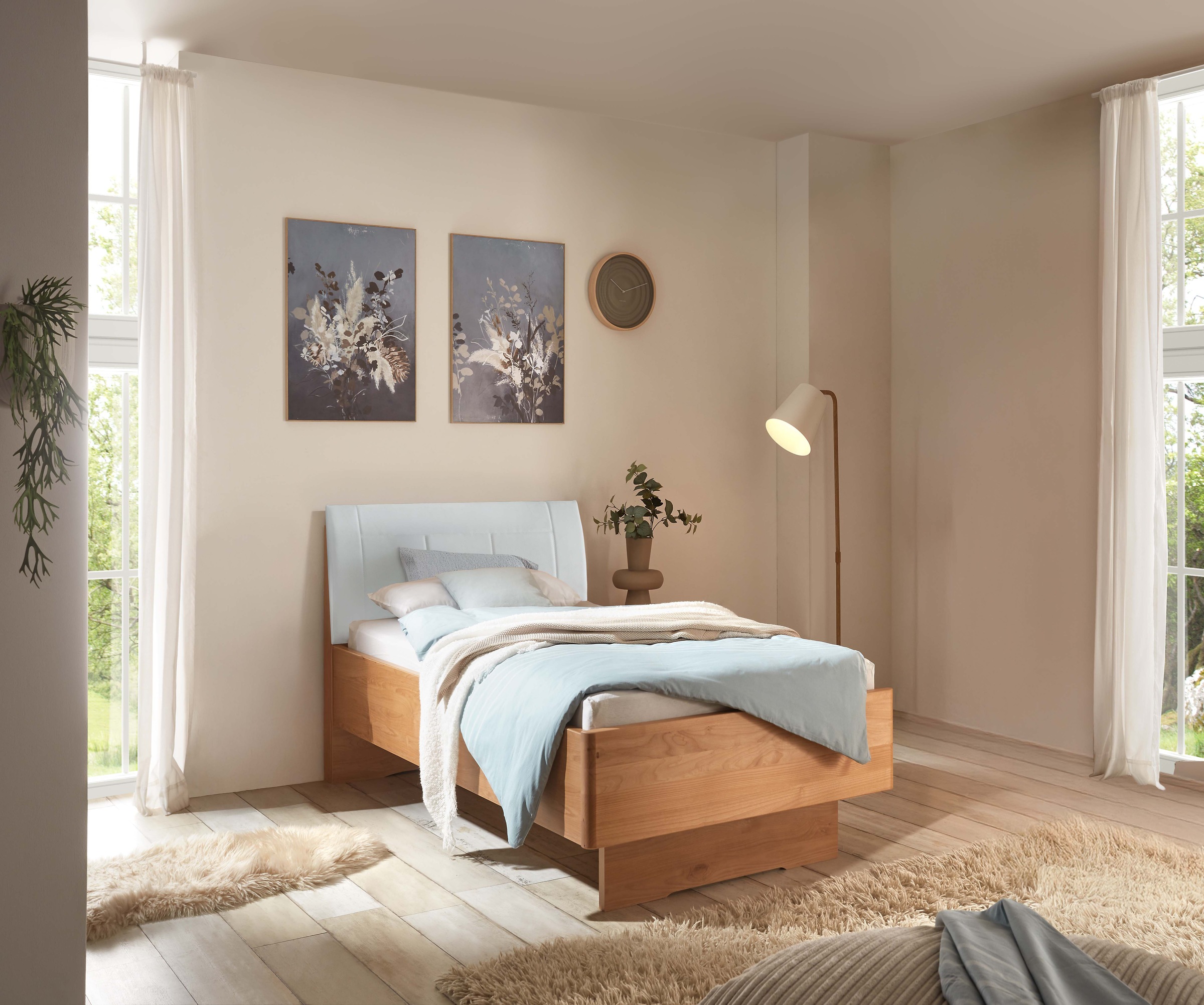 WIEMANN Holzbett "Cardiff, Bettgestell, Bettrahmen, teilmassiv, mit Polster günstig online kaufen