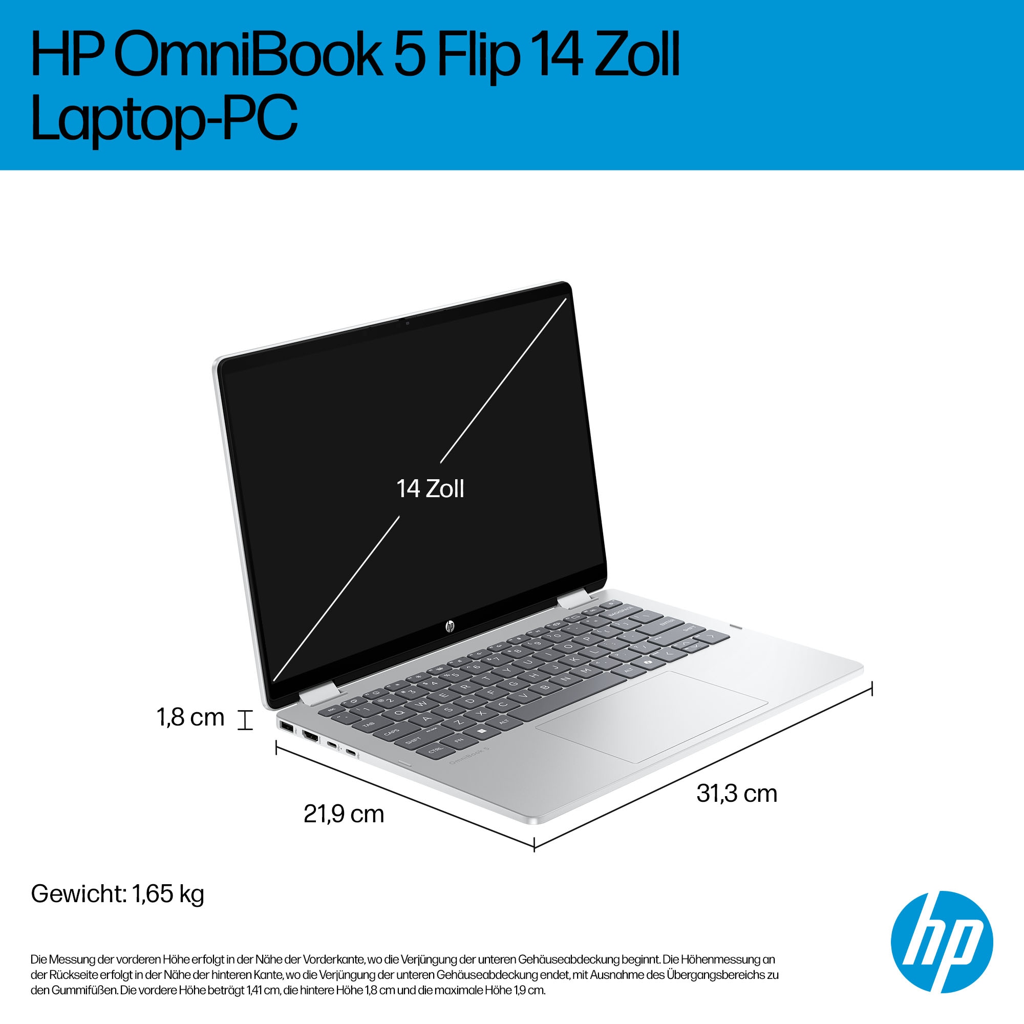 HP Convertible Notebook »OmniBook 5 Flip 14-fp0052ng«, 35,6 cm, / 14 Zoll, Intel, Core i5, Iris Xe Graphics, 1000 GB SSD