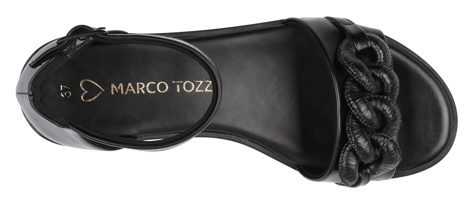 MARCO TOZZI Riemchensandale, Keilabsatz, Sommerschuh, Sandalette, mit Zierkette Ton in Ton