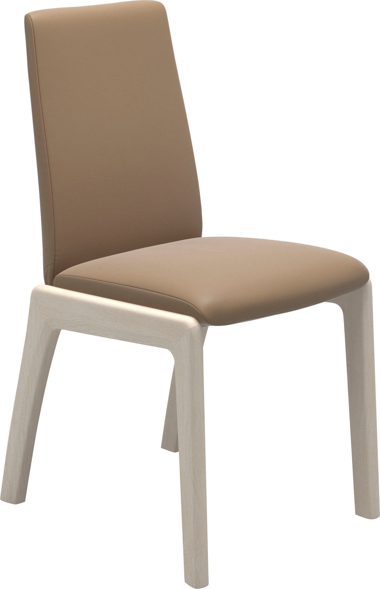 Polsterstuhl STRESSLESS "Laurel", braun (almond paloma, eiche gekalkt), B:57cm H:92cm T:59cm, Leder PALOMA: PALOMA ist ein durchgefärbtes Semianilin-Möbelleder mit natürlicher Narbung., Stühle, Polsterstuhl, Low Back, Größe M, mit abgerundeten Beinen in E