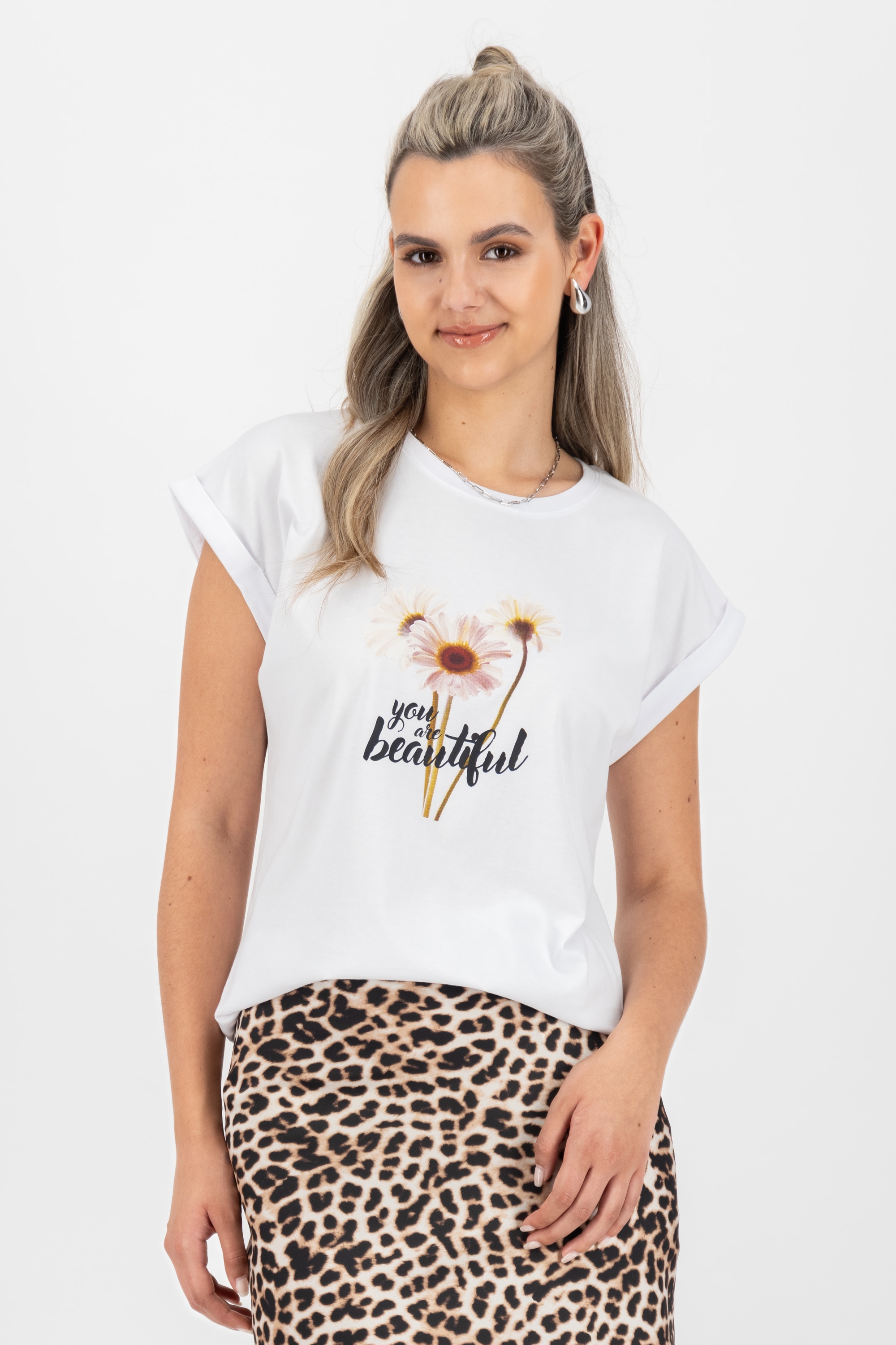 Rundhalsshirt »EnidAK P Shirt you are beautiful Damen Kurzarmshirt, Shirt«