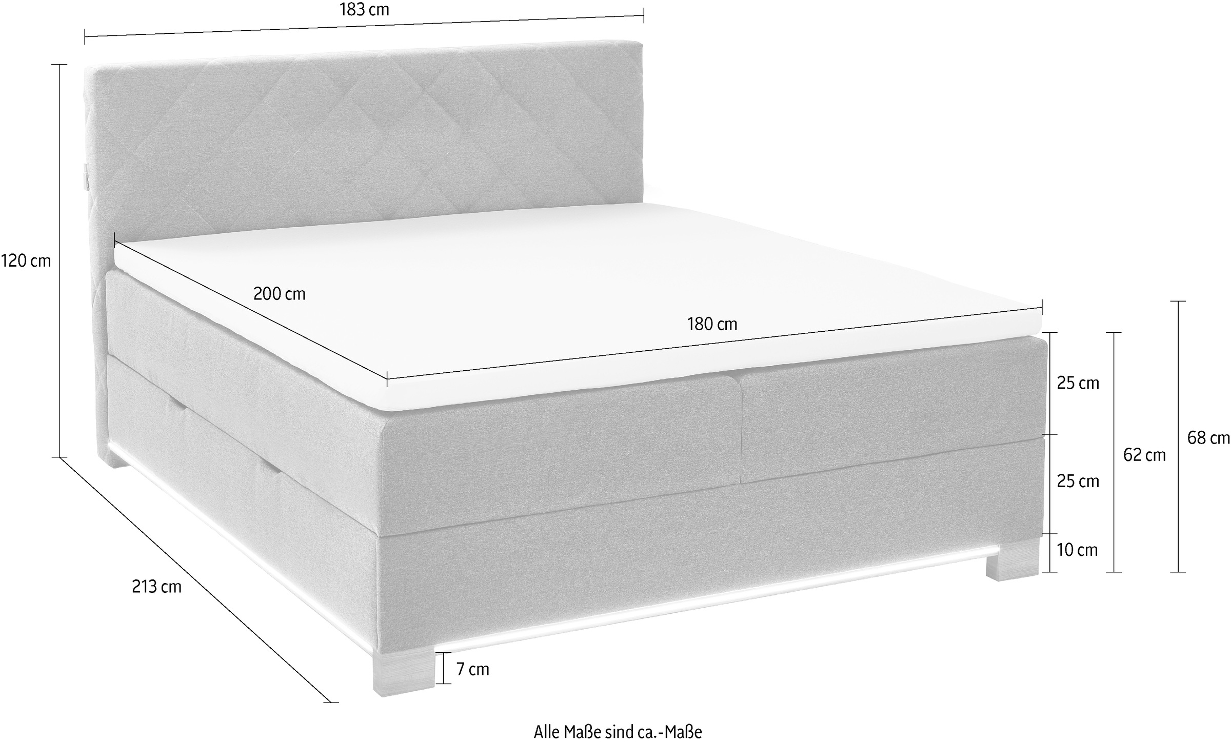 meise.möbel Boxspringbett »Messina«, inkl. Bettkasten, LED-Beleuchtung und Topper