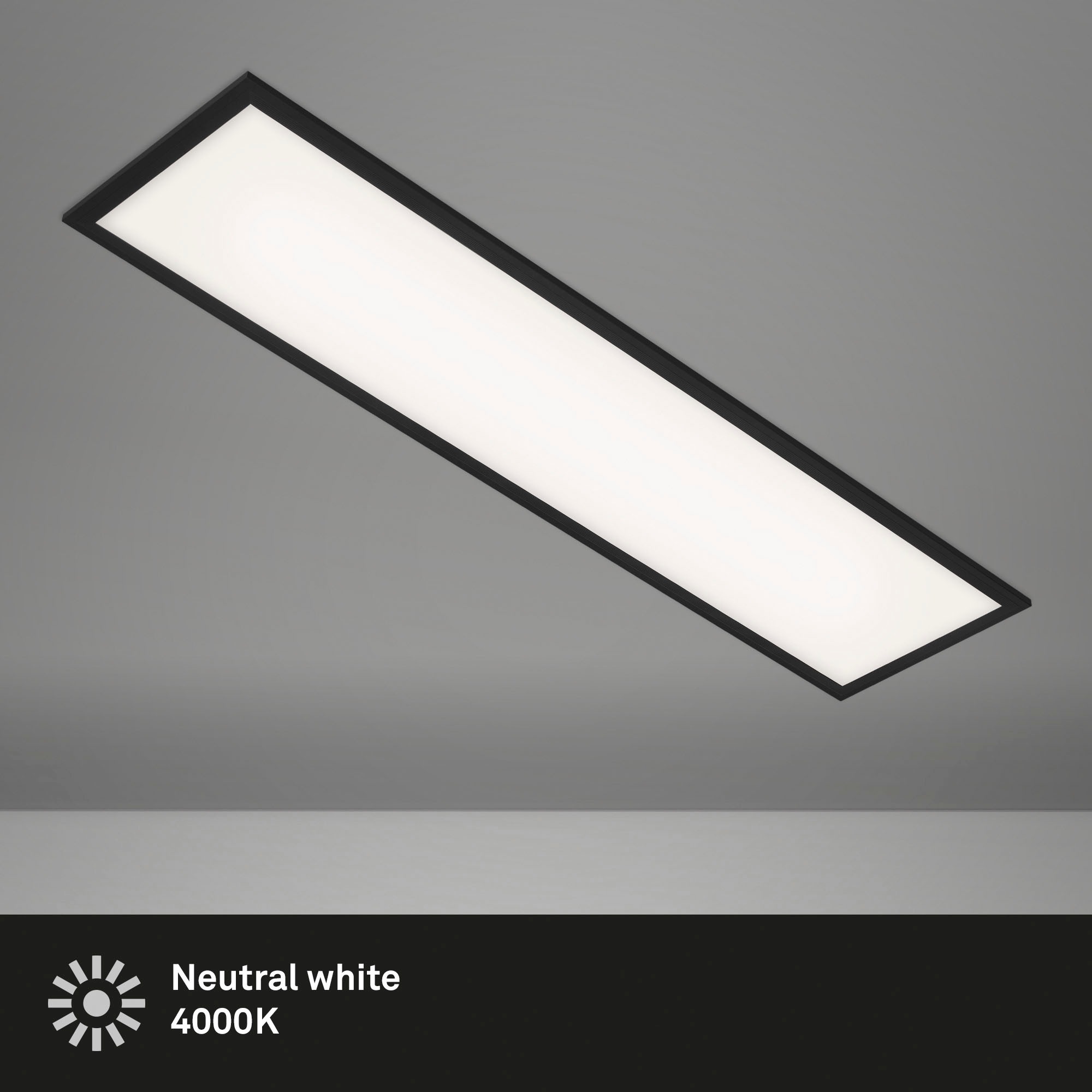 Briloner Leuchten LED Panel »7067015 Simple«, Leuchtmittel LED-Board | LED fest integriert, Deckenlampe, 100x25x6cm, Schwarz, 22W, Wohnzimmer, Schlafzimmer, Flur