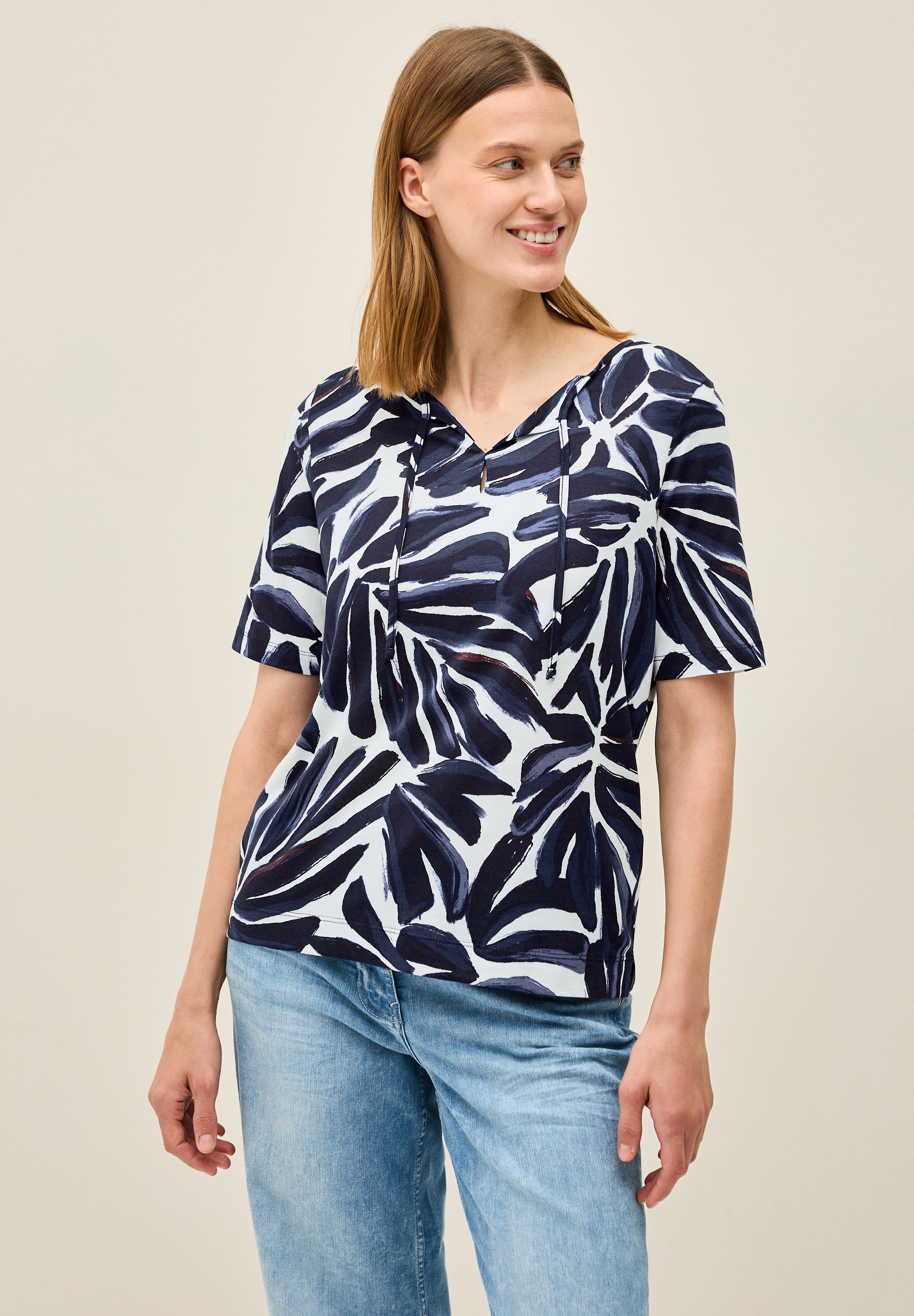 Cecil Tunikashirt mit Blättermuster günstig online kaufen