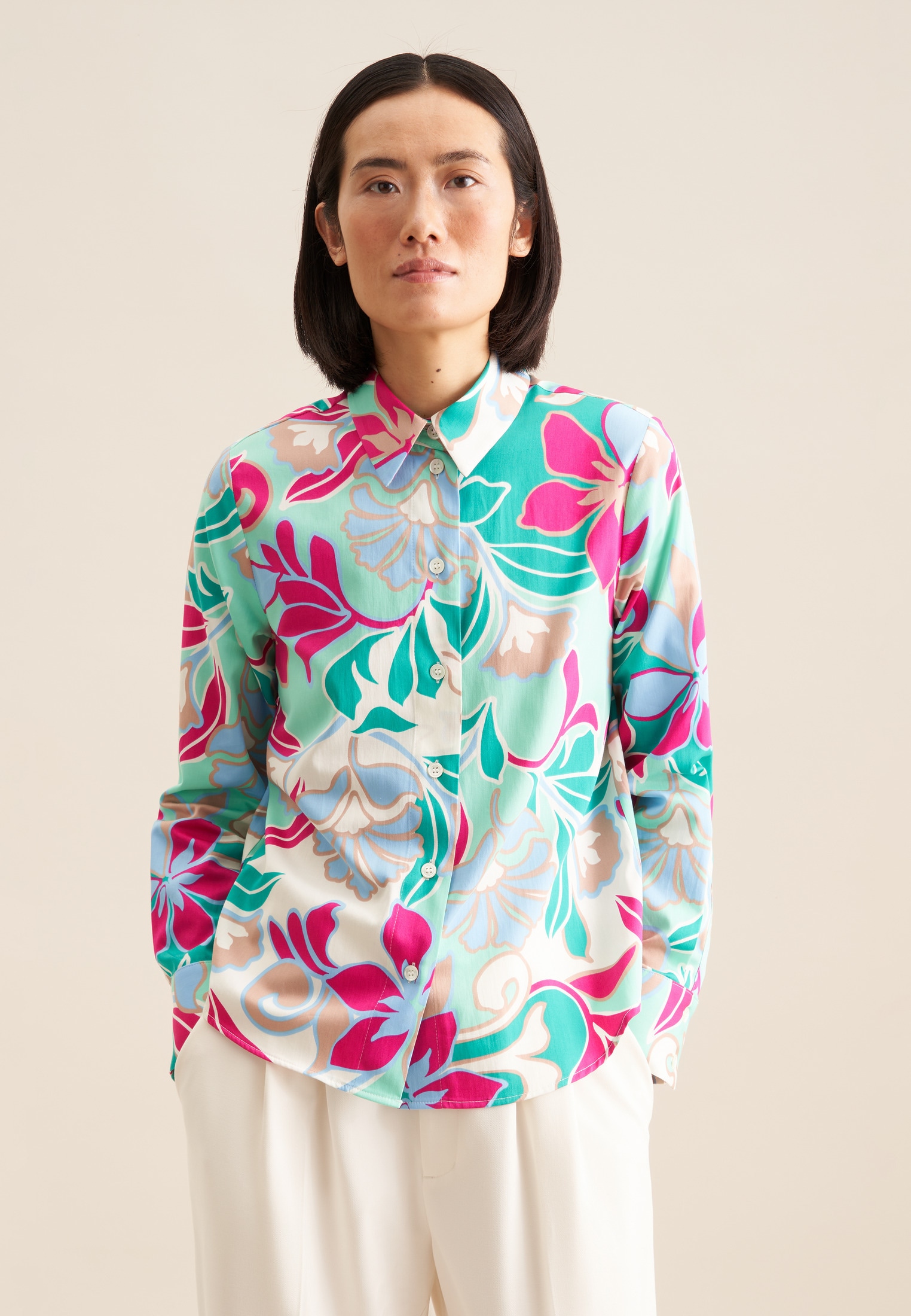 seidensticker Hemdbluse "Schwarze Rose" 1/1 Kragen Floral günstig online kaufen