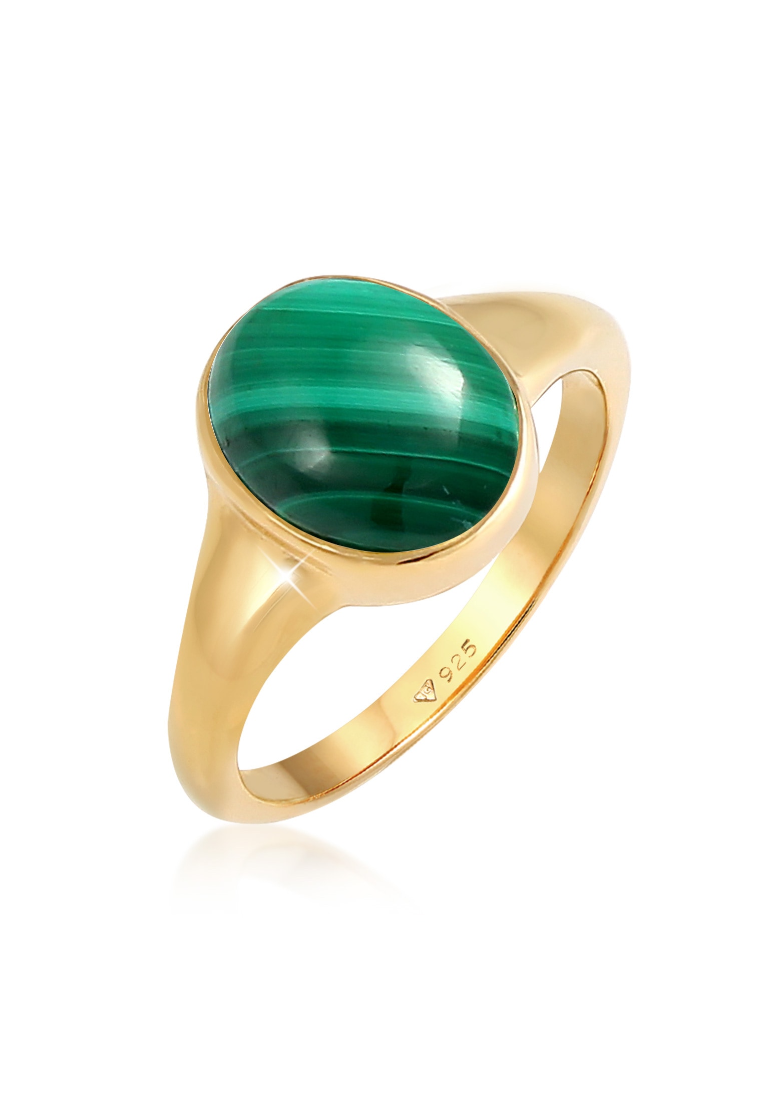 ELLI PREMIUM Damen Siegelring "Ring Siegelring Edelstein Malachit Oval 925 Silber", 56, ohne Stein, Silber 925 (Sterlingsilber), 9mm, gold, Silber