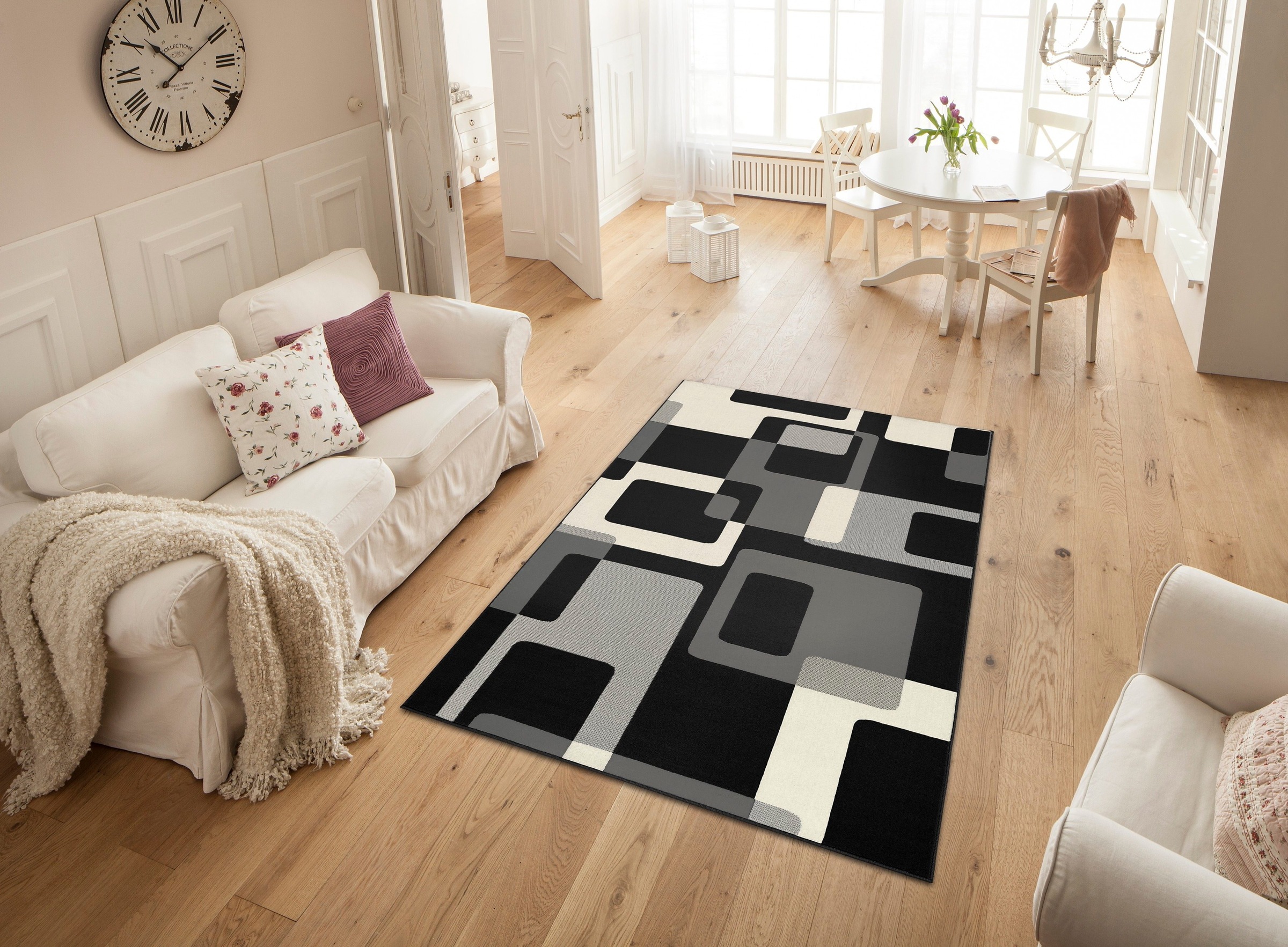 HANSE Home Teppich »Retro«, rechteckig, 9 mm Höhe, Kurzflor, Grafisches Muster, Gekettelt, Robust, Pflegeleicht