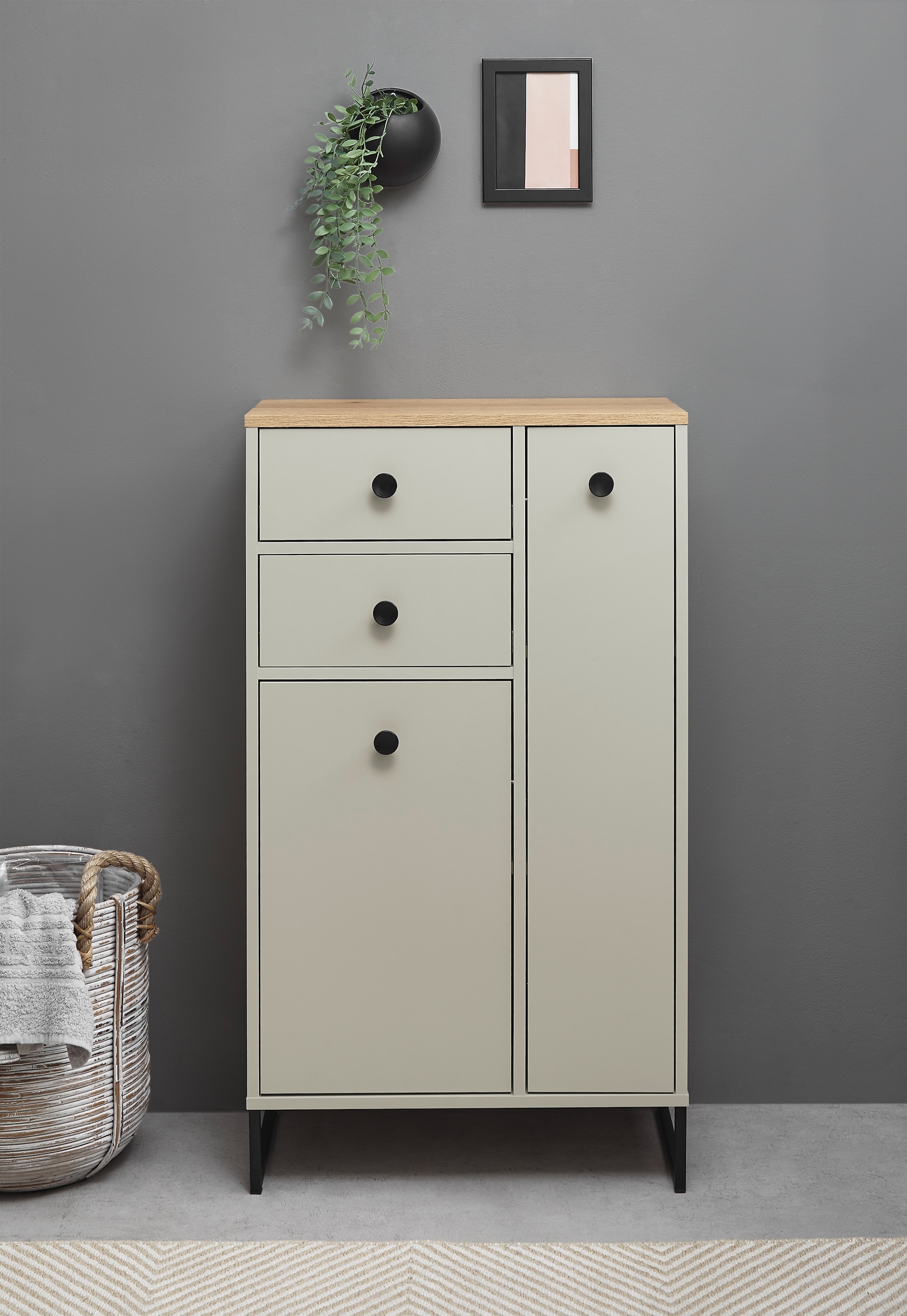 BASIC by Balculina Midischrank »Linea« 1 Stk. tlg. Breite 38cm, U-Profil Füße, Unterflurauszug