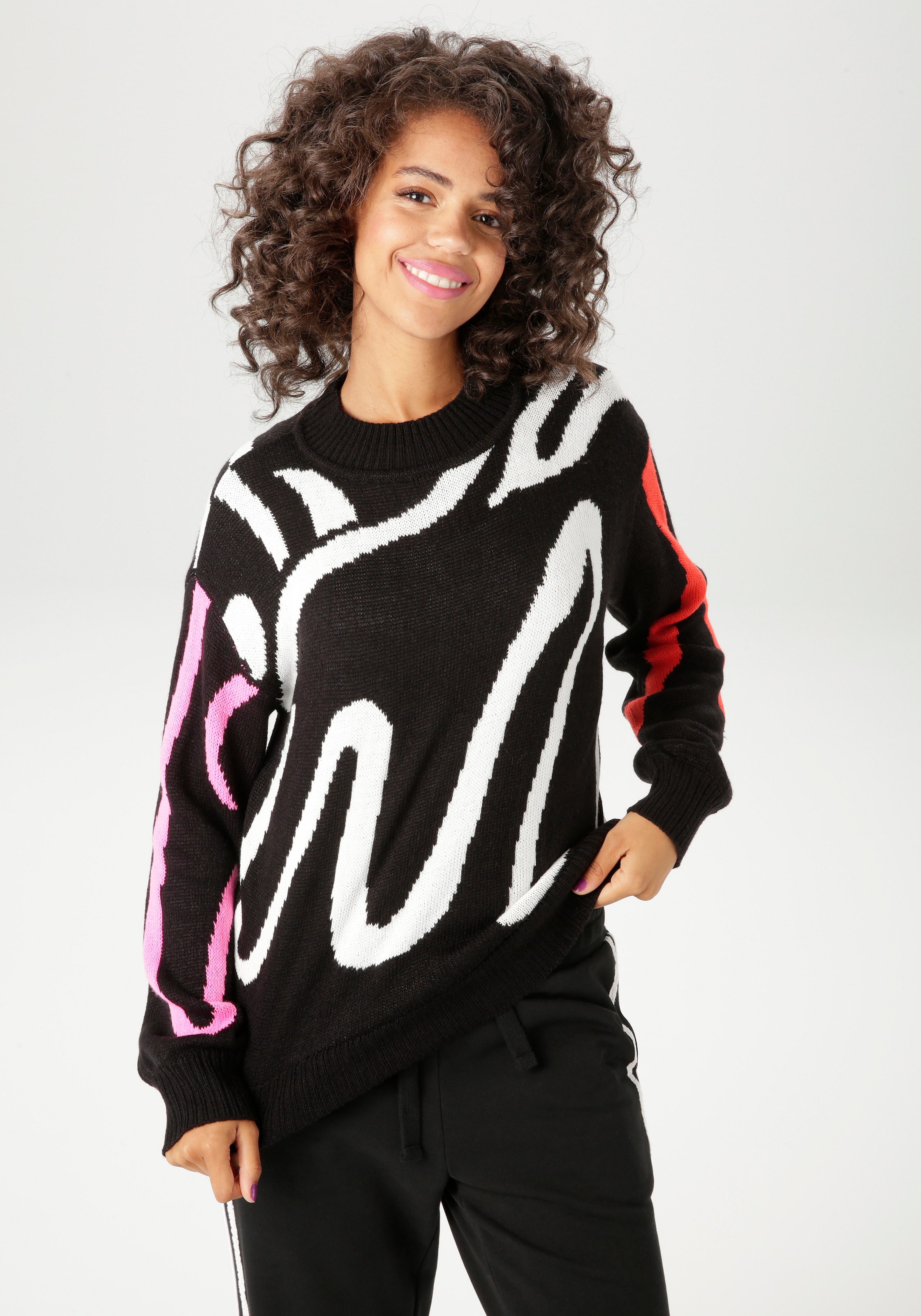 Aniston CASUAL Strickpullover, mit grafischem Muster im Color-Blocking - NE günstig online kaufen