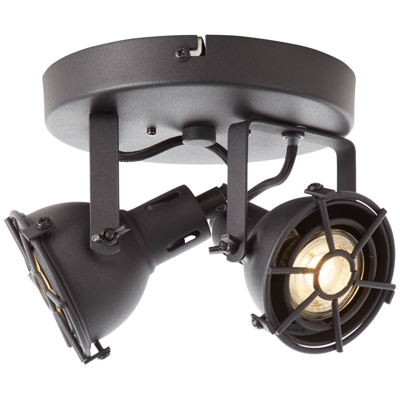 Brilliant Deckenstrahler »Jesper«, 2 flammig, Leuchtmittel GU10 | LED wechselbar, LED Spotrondell 2flg schwarz korund