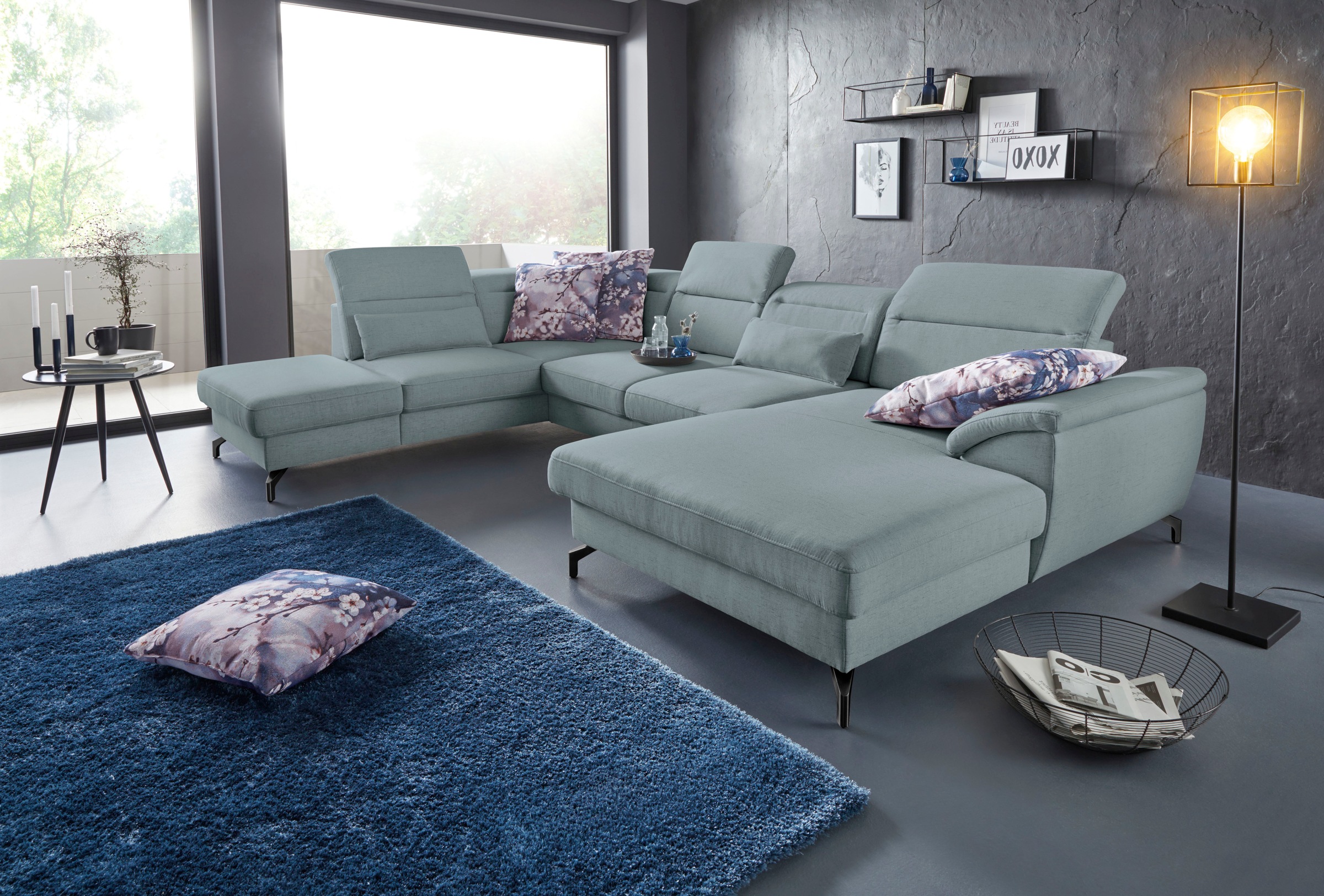 sit&more Wohnlandschaft "Percy U-Form", 12 cm Fußhöhe, Sitztiefenverstellun günstig online kaufen