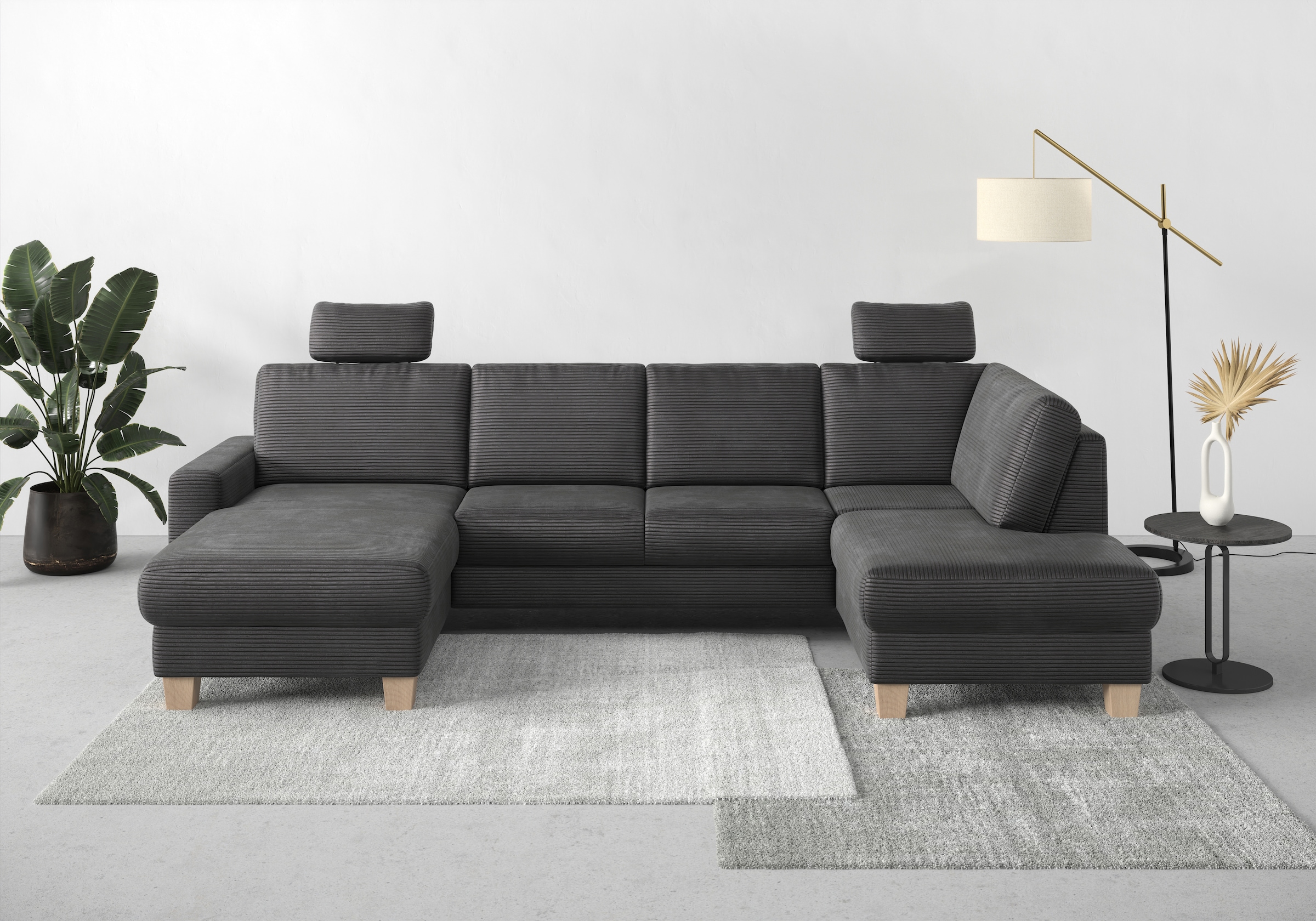 OTTO home Wohnlandschaft "Summer U-Form" mit oder ohne Schlaffunktion und Bettkasten, Cord-Bezug