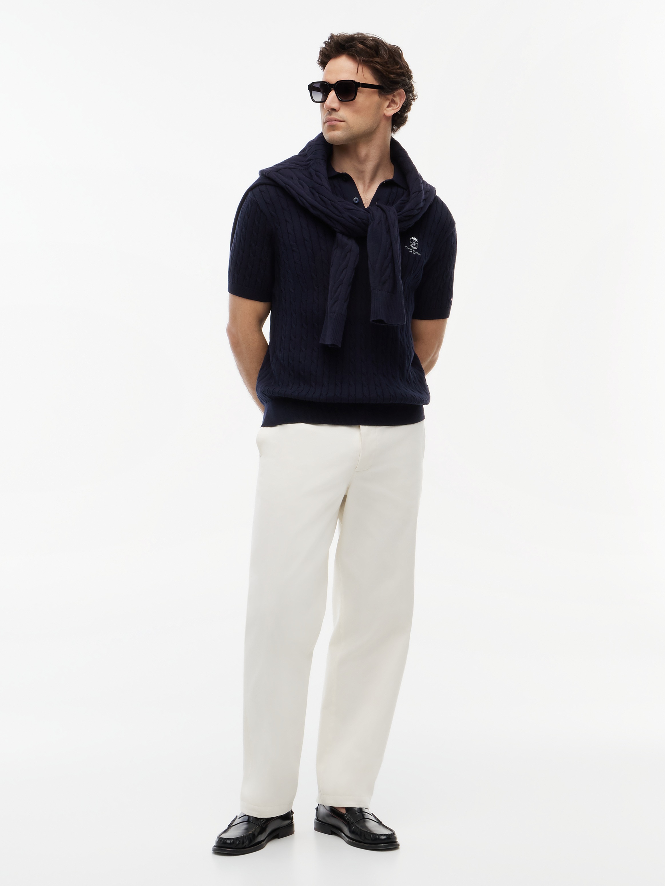 Tommy Hilfiger Poloshirt »CABLE SHORT SLEEVE POLO« regular fit, Zopfmuster