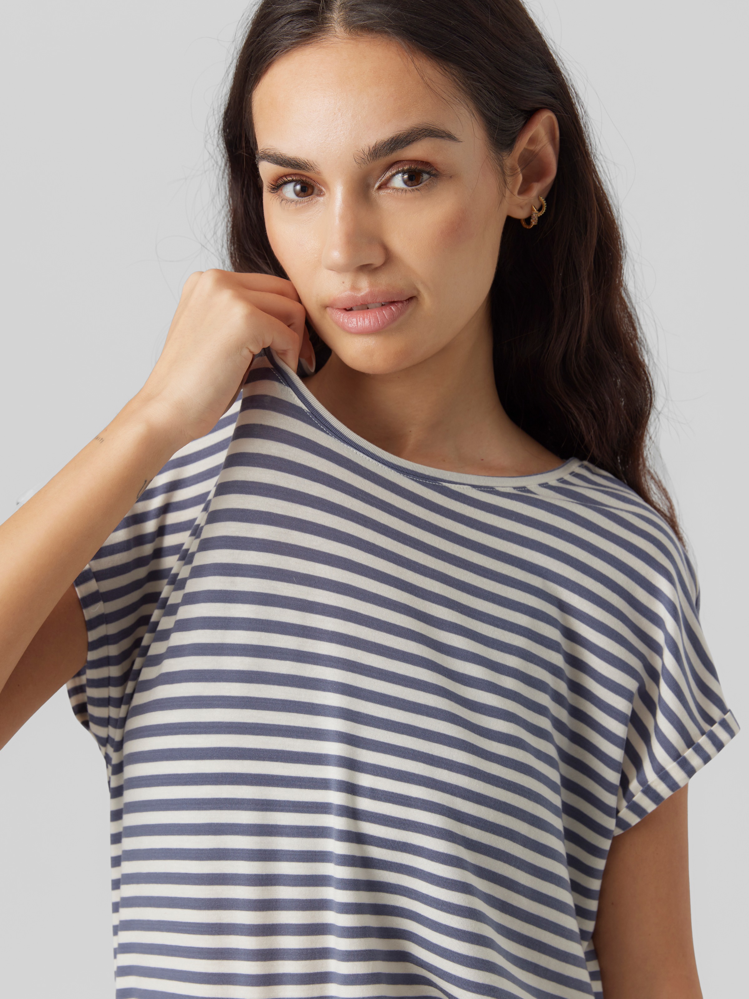 Vero Moda Rundhalsshirt "VMAVA PLAIN SS TOP STRIPE GA JRS NOOS" günstig online kaufen