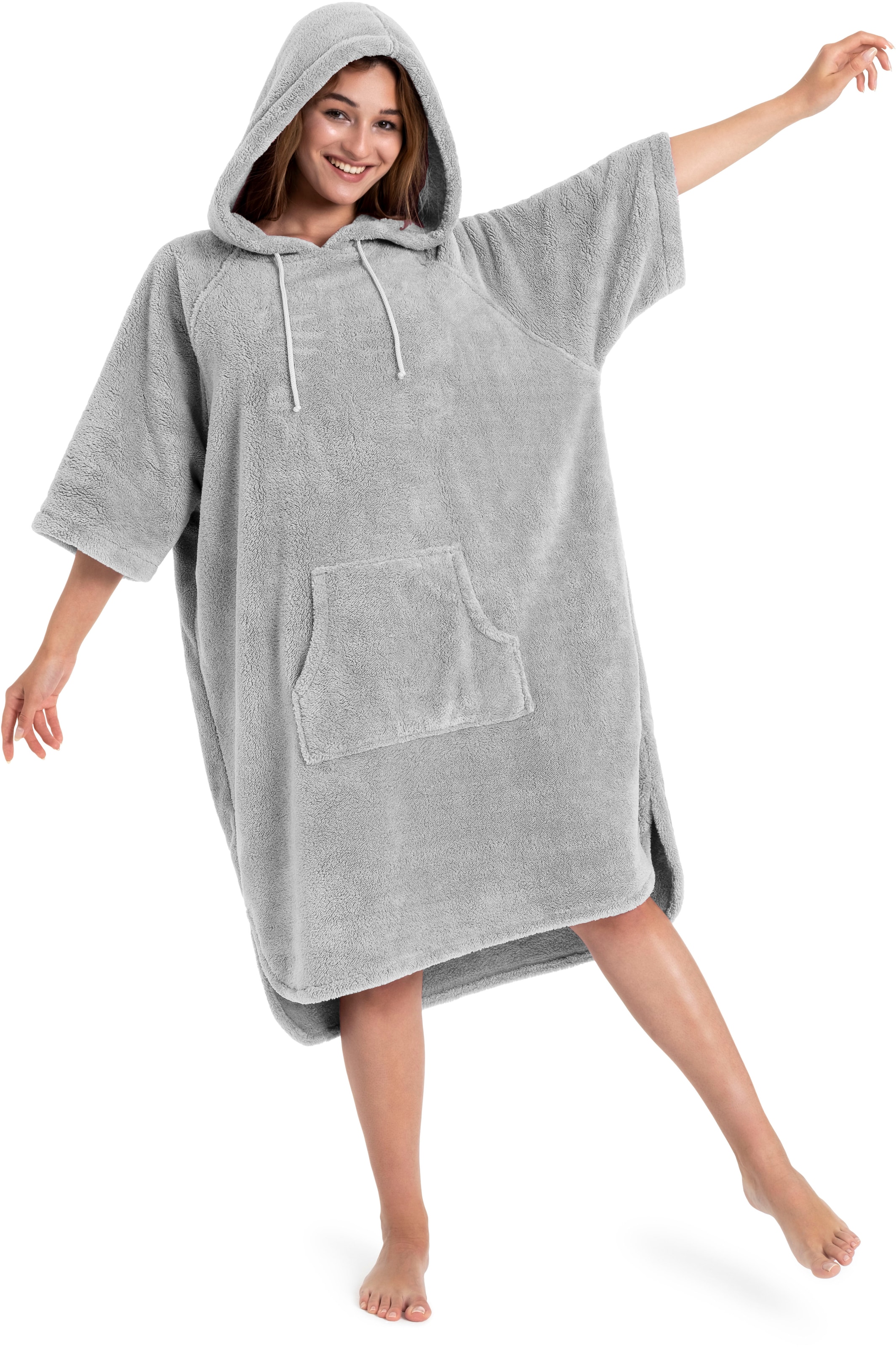 my home Badeponcho »Lillou, ideal für Sauna, Spa & im Urlaub«, (1 St.), weich und kuschelig, Fleece, Unisex, für Damen und Herren, Surfponcho