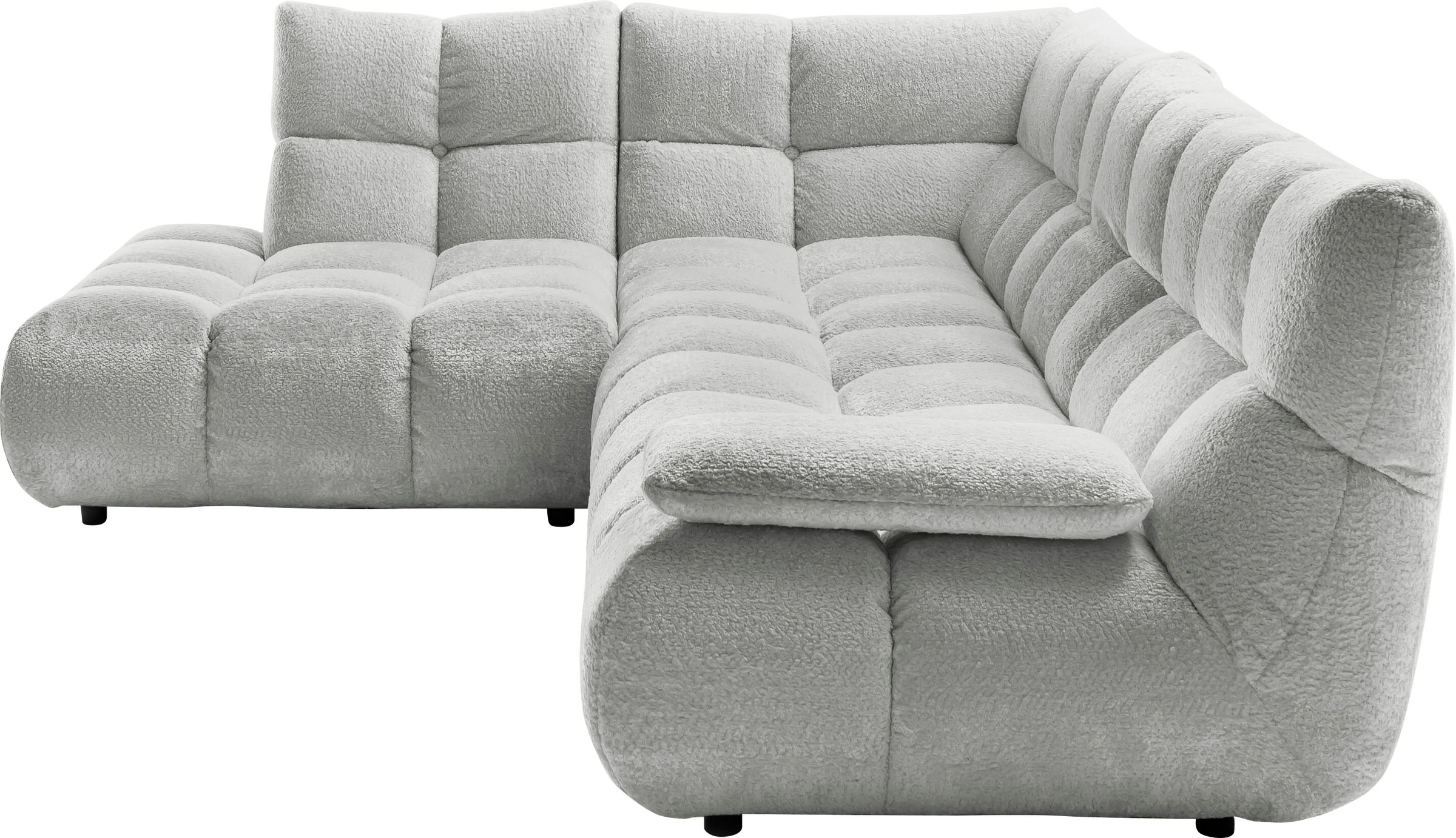 Thumbnail - Home affaire Ecksofa "Cozy Bubble, mit klappbarer Armlehne, Breite 324 cm" mit eleganter Steppung, Rundumbezug & weicher...