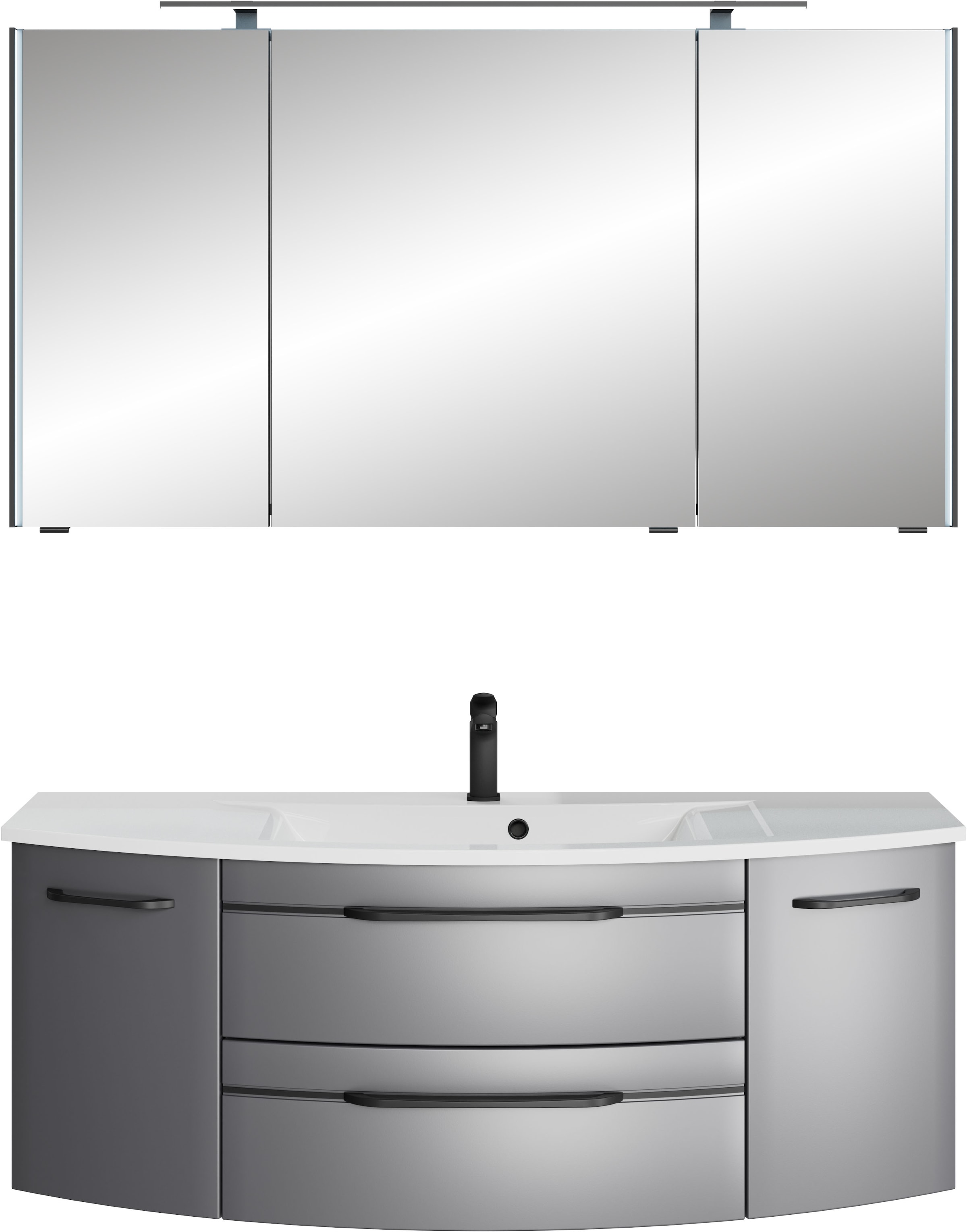 Saphir "Serie 7045 2-teilig Mineralmarmor-Waschtisch mit LED-Spiegelschrank" Set, 2 Stk. tlg.