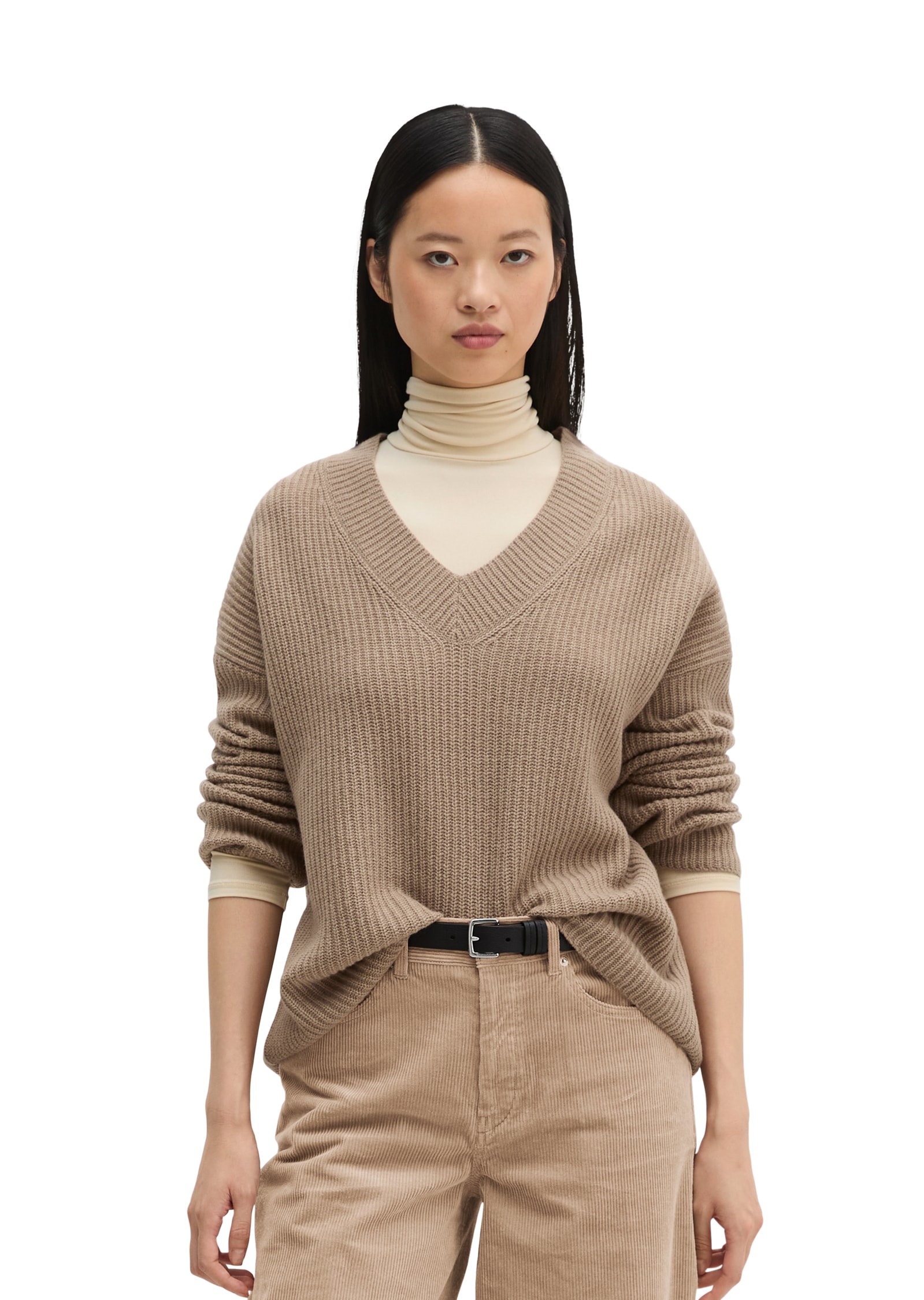 Marc OPolo V-Ausschnitt-Pullover loose aus weichem Schurwolle-Mix