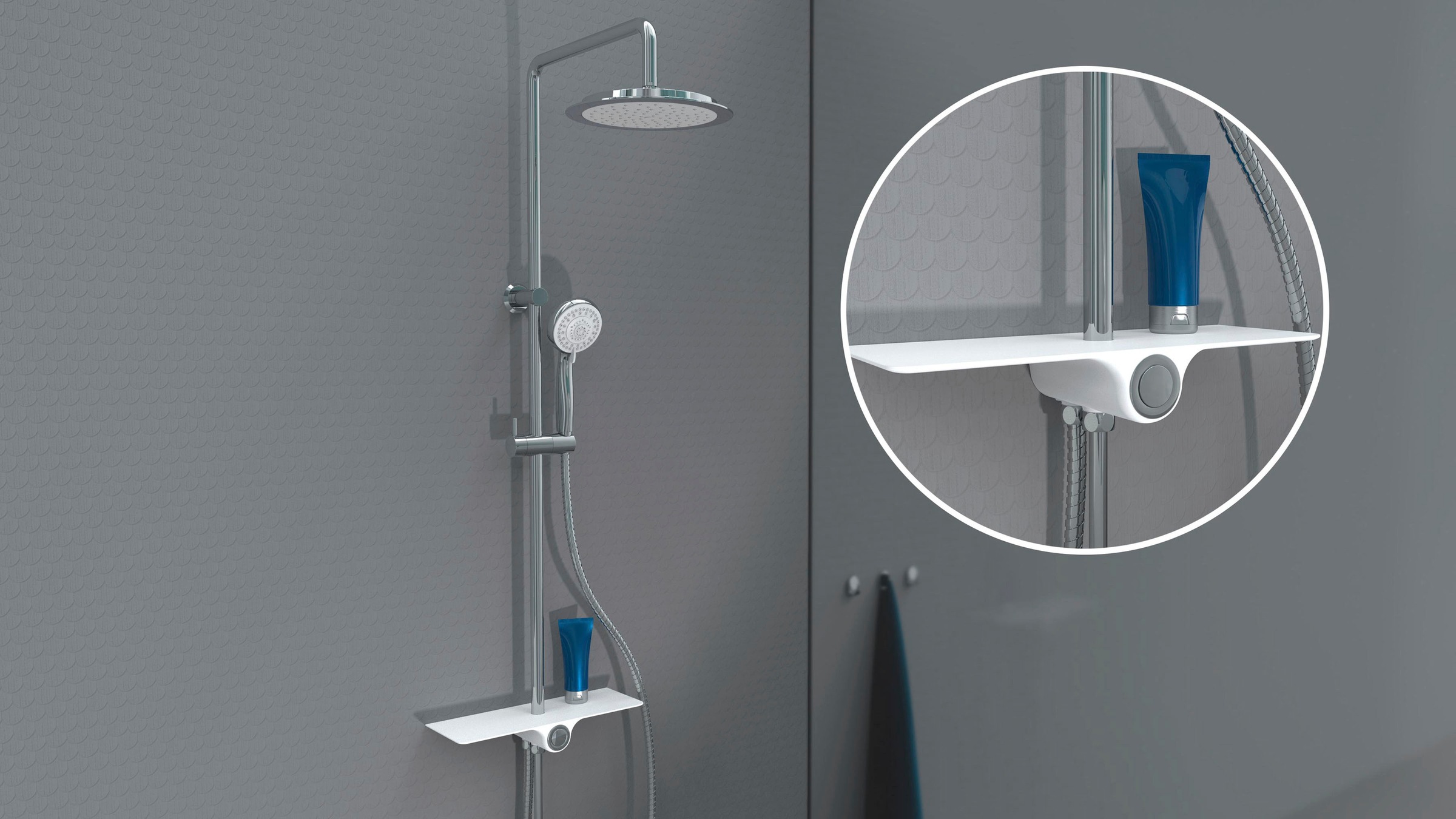 Schütte Duschsystem "Aquastar" Regendusche ohne Armatur, Duschsystem mit Ablage, mit 5 Funktionen
