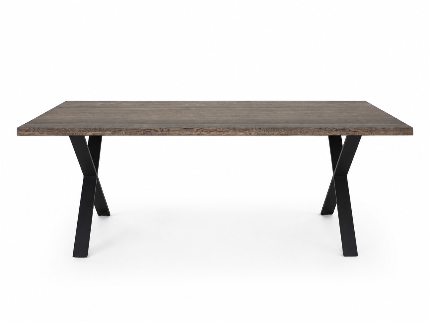 OTTO home Esstisch »»NARVIK« Speisetisch, Küchentisch, Wohntisch, Esszimmertisch« Wildeiche geölt Natur/Smoke, Baumkante, X-Gestell schwarz Metall