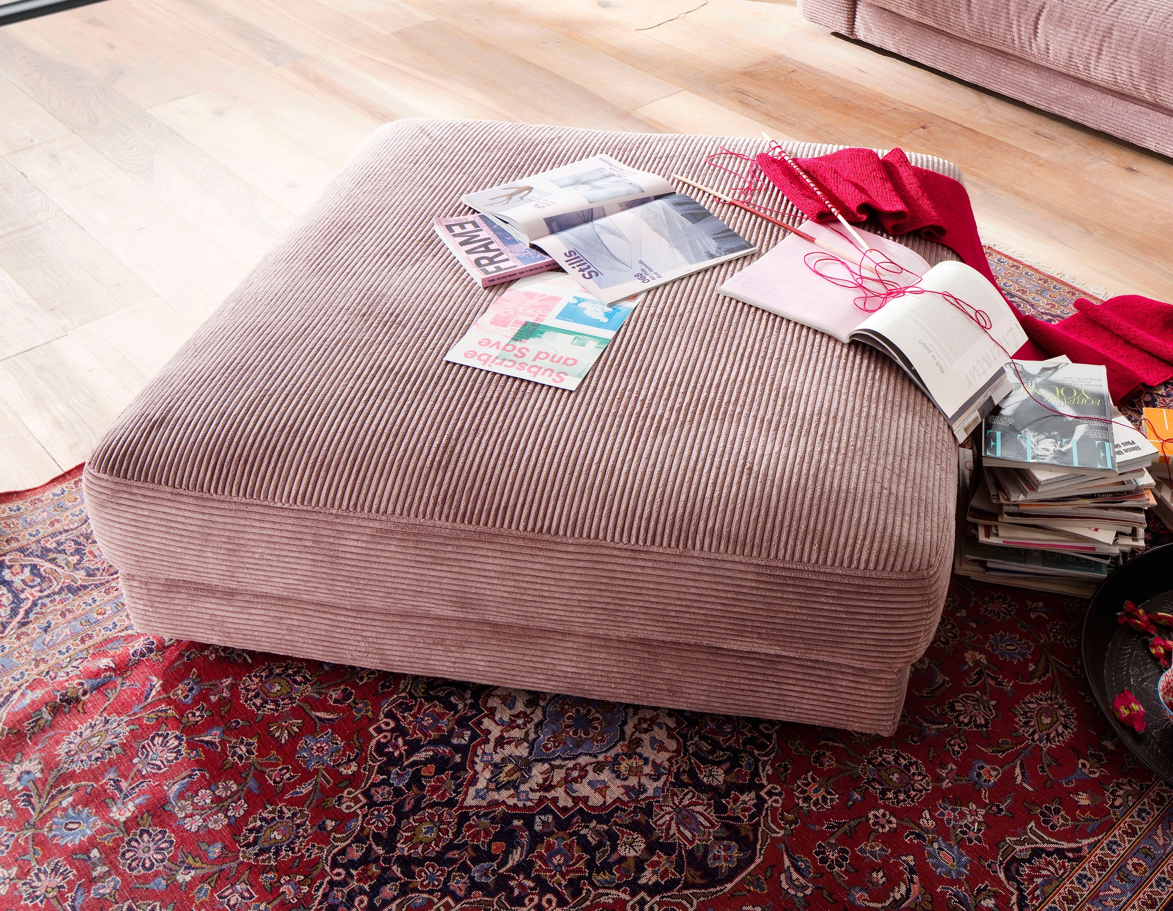 Home affaire Hocker "Enisa" passend zum "Enisa"-Sofa, Bezug in Cord günstig online kaufen