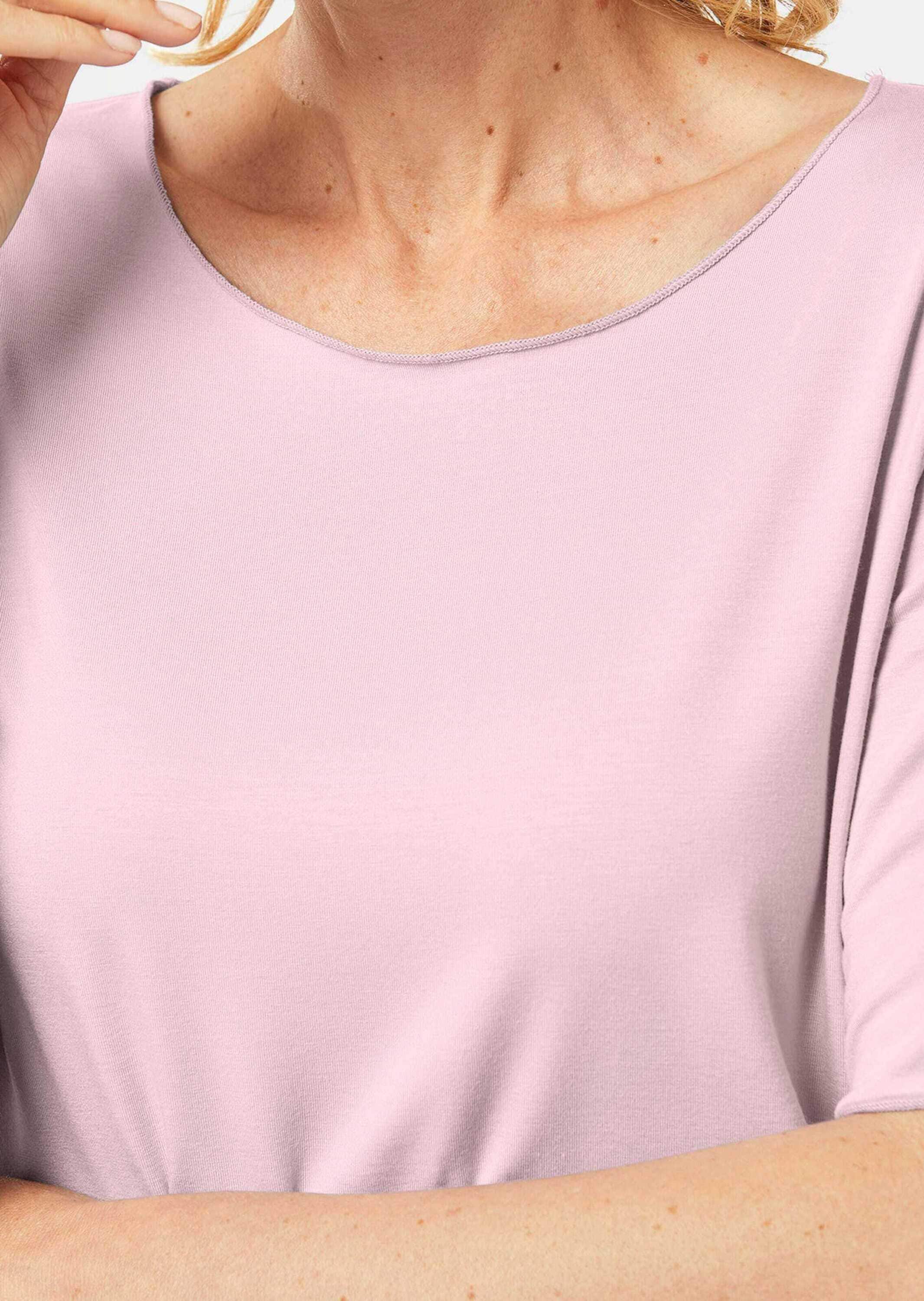 GOLDNER Langarm-Poloshirt »Rundhalsshirt Kombistarkes Halbarmshirt mit tonaler Zierkante«