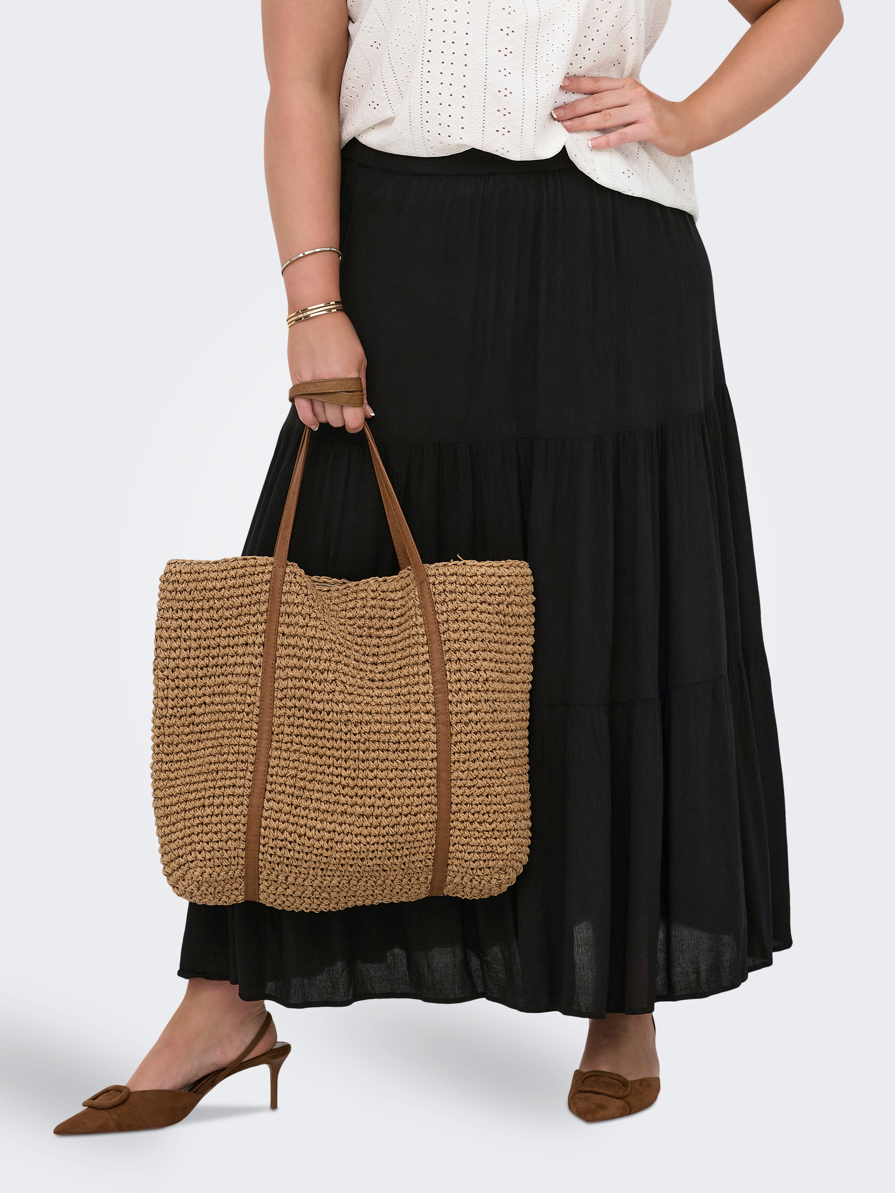 ONLY CARMAKOMA Maxirock "CARMIKKA LONG SKIRT WVN NOOS" mit Volant