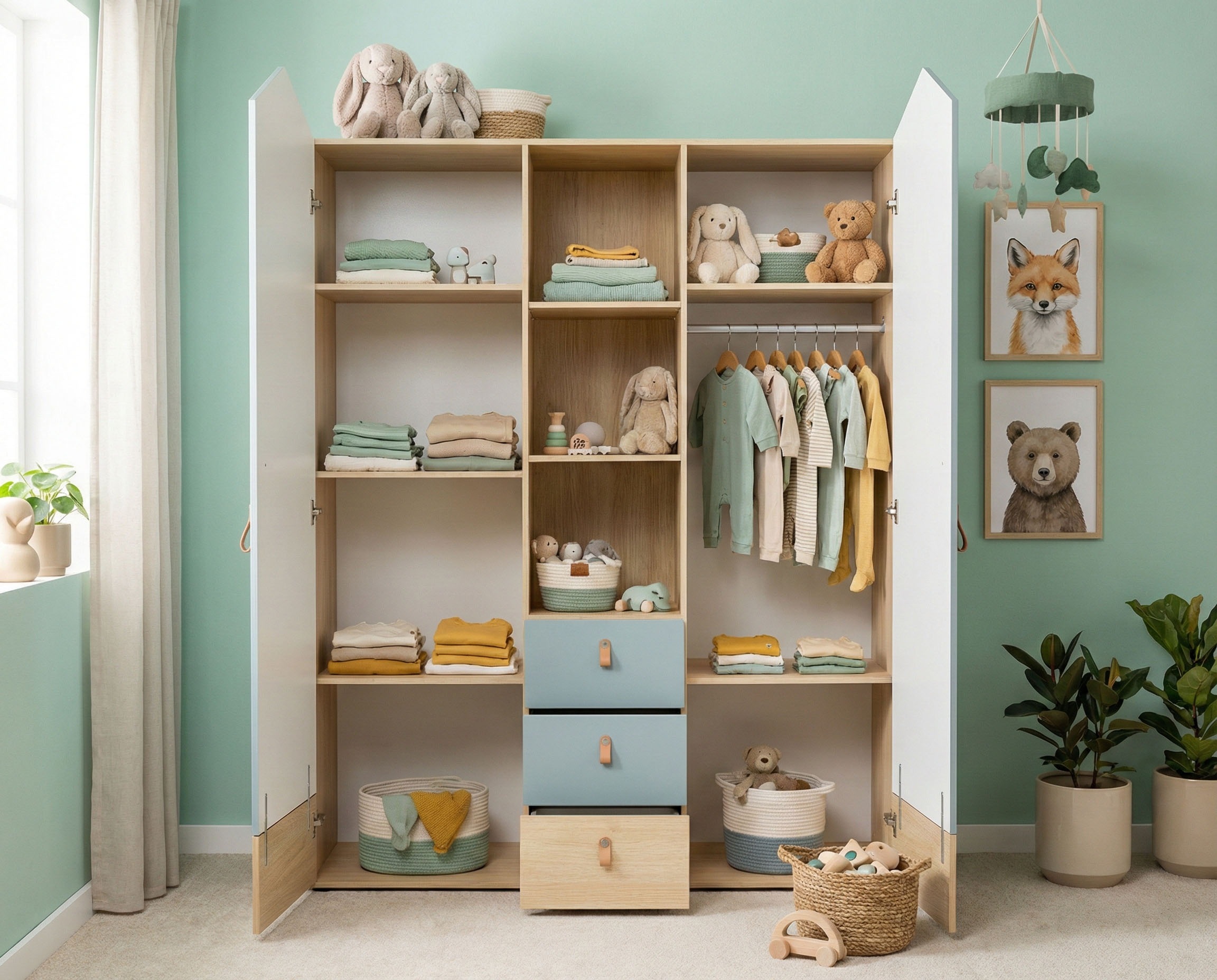 arthur berndt Kinderkleiderschrank »Kleiderschrank »Roofy« 2-türig mit Soft-Close-Funktion« Soft-Close Funktion