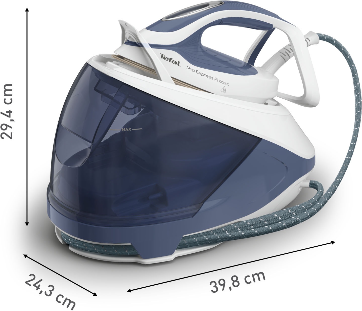 Tefal Dampfbügelstation »GV9225 Pro Express Protect mit 550 g/min Boost Dampfstoß« 1.800 ml Wassertank Durilium AirGlide Ultra Thin, Protect System gegen Wasserflecken