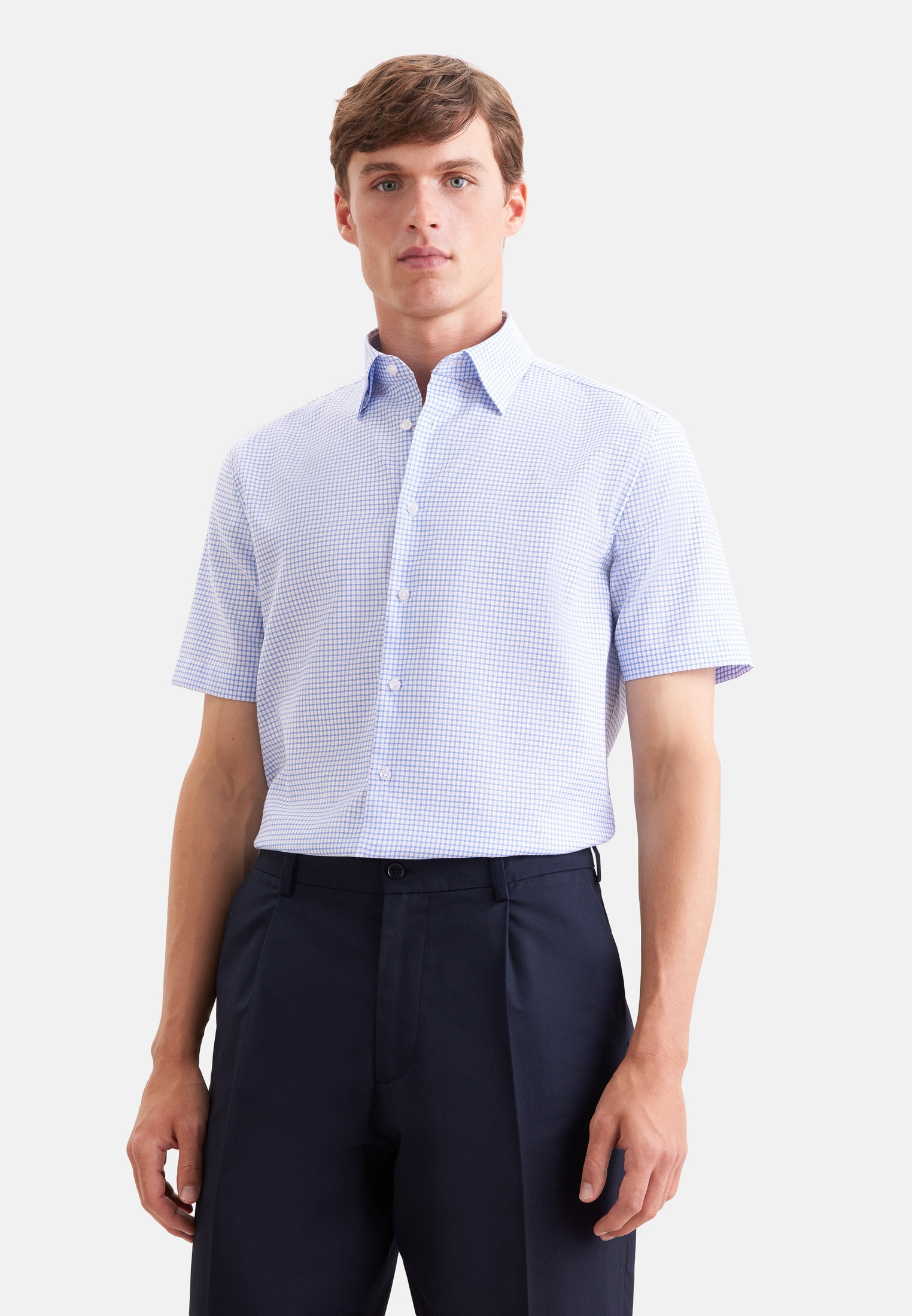 seidensticker "Schwarze Rose" Shaped 1/2 Covered-Button-Down-Kragen Karo