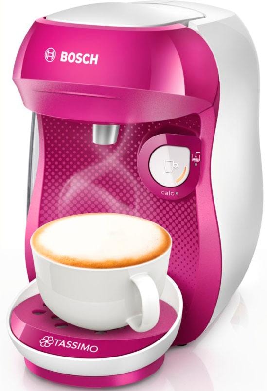 TASSIMO Kapselmaschine »Happy TAS1001, über 70 Getränke, platzsparend«, vollautomatisch, geeignet für alle Tassen, Wassertank 0,7 L, Weiß/Rosa