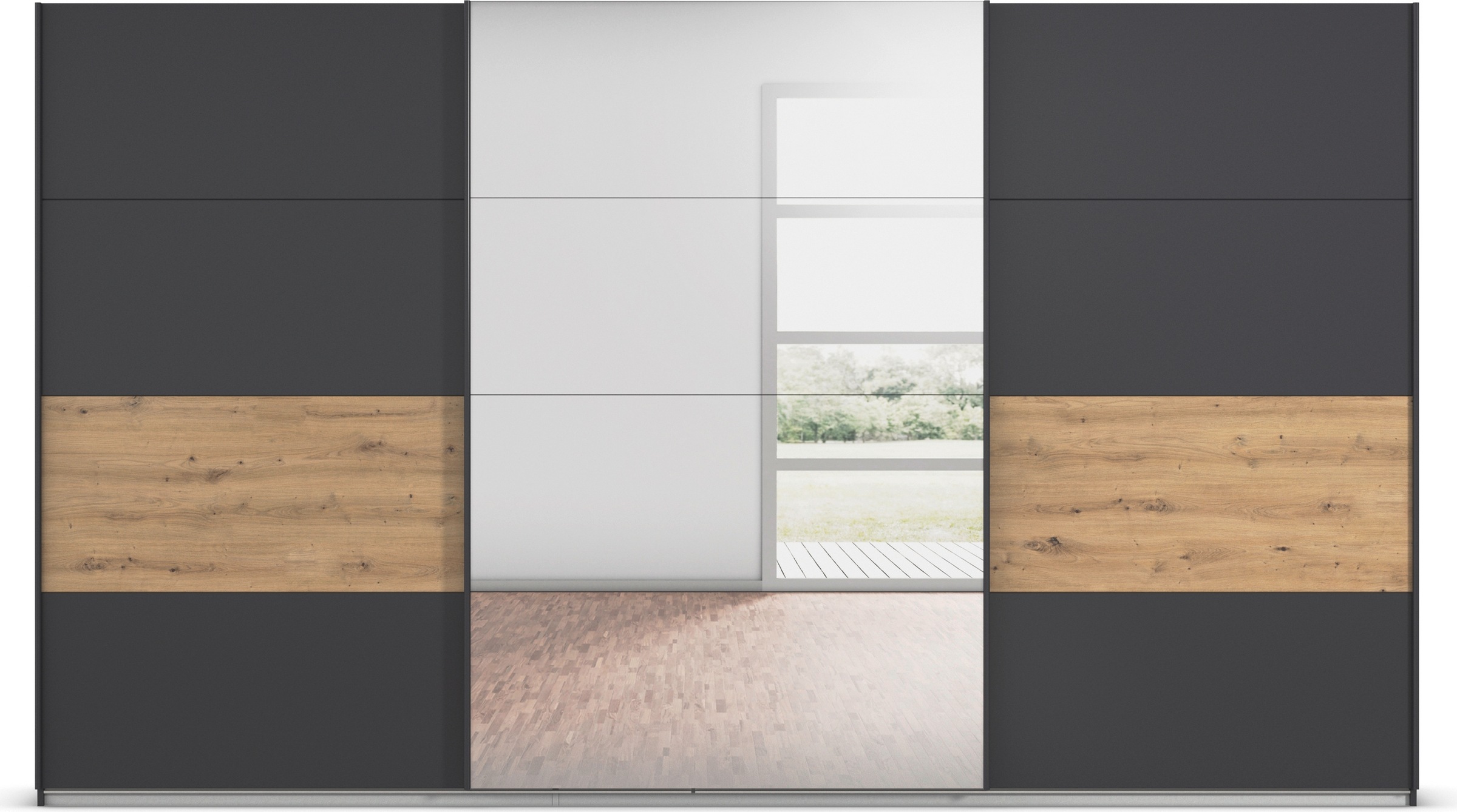 rauch Schwebetürenschrank »Schwebetürenschrank Kleiderschrank Schrank Garderobe CORTONA«, inkl. Inneneinteilung, 2 Stoffboxen und zusätzlichen Einlegeböden
