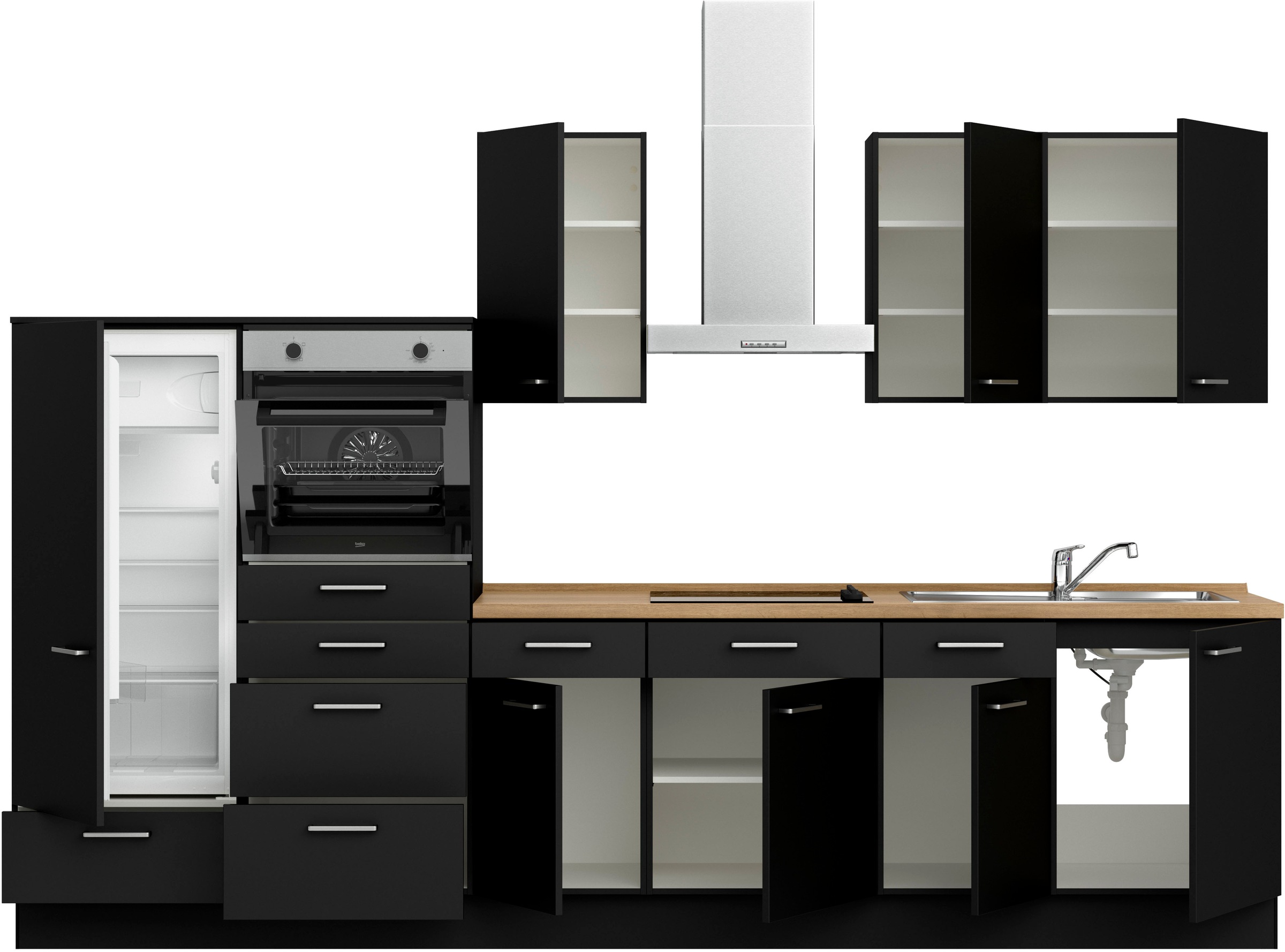 nobilia® Küchenzeile »"Touch I"«, vormontiert, Ausrichtung wählbar, Breite 330 cm, wahlw. mit E-Geräten