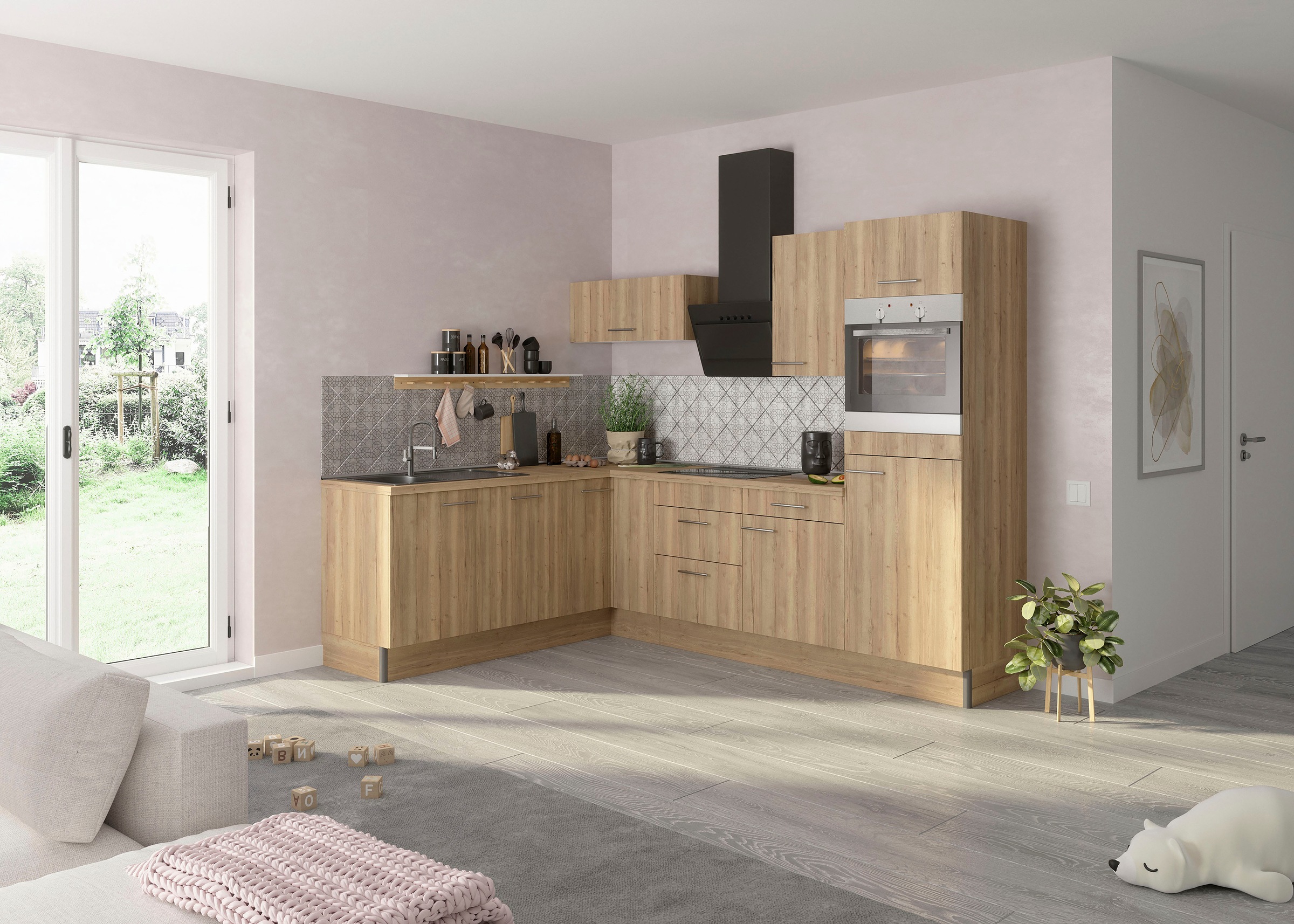 OPTIFIT Küche »Klara«, 200 x 270 cm breit, wahlweise mit E-Geräten
