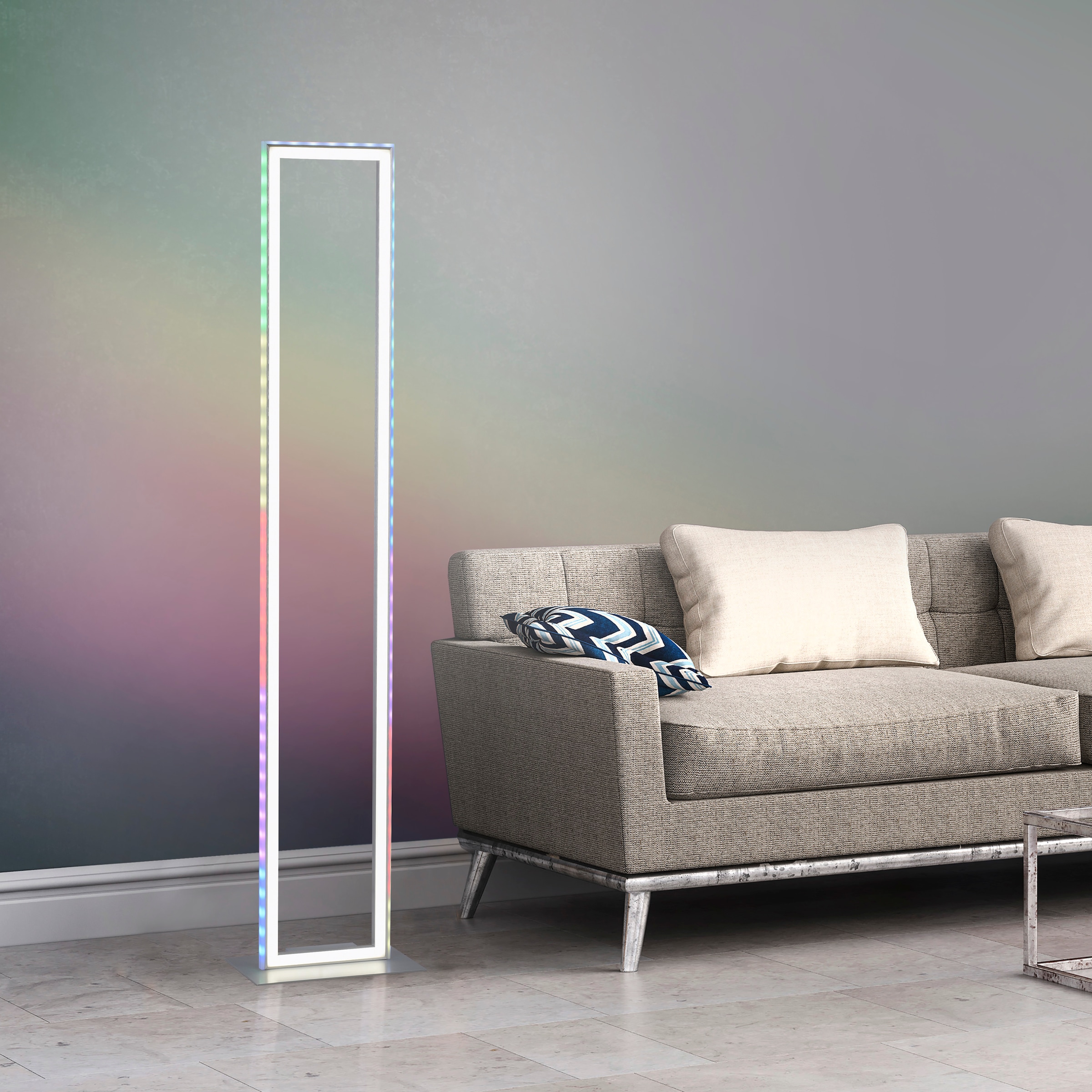 JUST LIGHT Stehlampe »FELIX60«, 2 flammig, Leuchtmittel LED-Board-LED-Board | LED fest integriert-LED fest integriert, LED, CCT - über Fernbedienung, RGB-Rainbow, Infrarot inkl.,Schalter