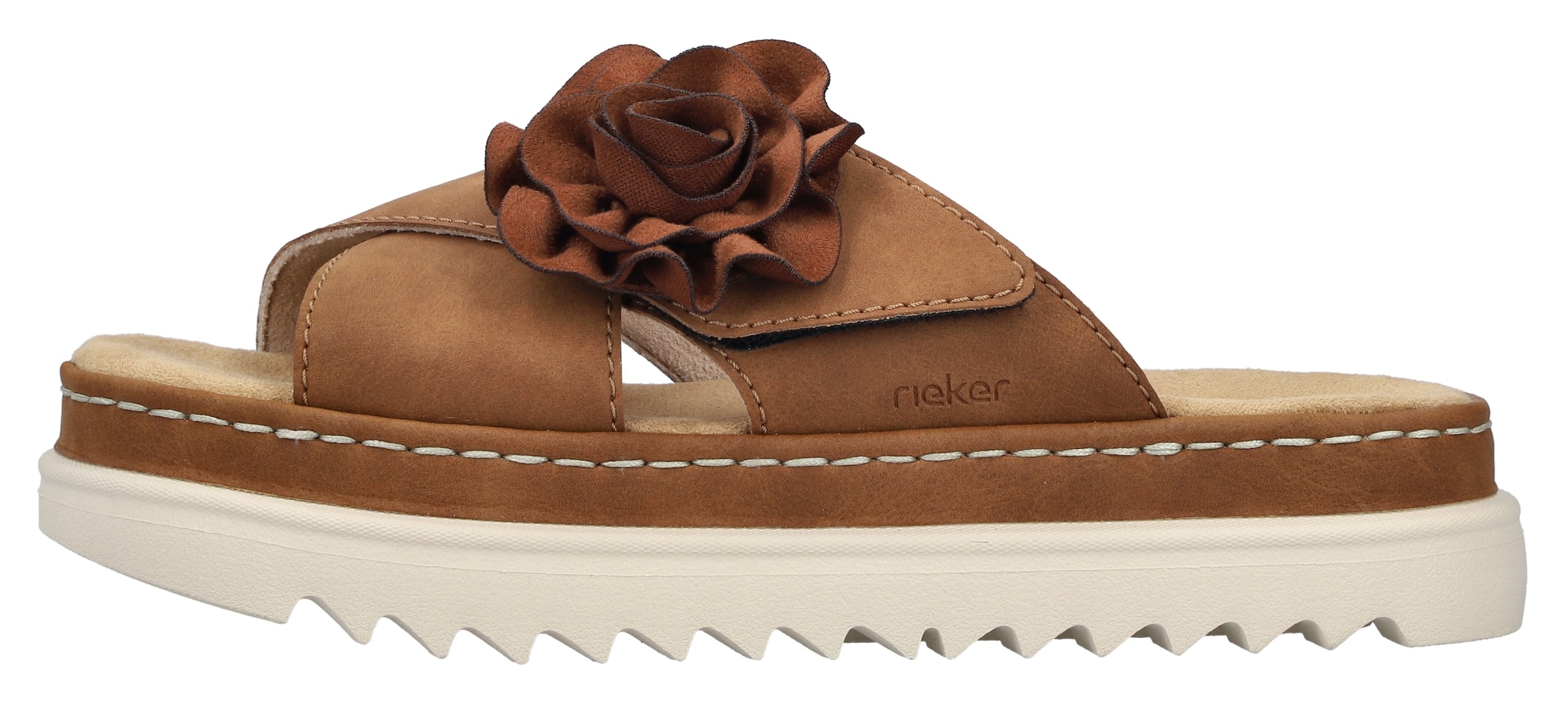 Rieker Pantolette, Sommerschuh, Strandschuh, Urlaubschuh mit praktischem Klettverschluss