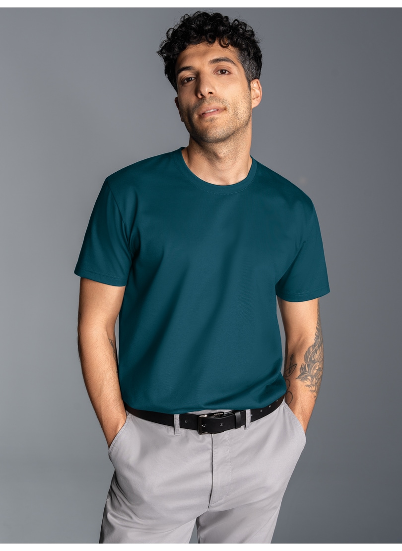 Trigema T-Shirt "TRIGEMA Slim Fit T-Shirt aus DELUXE Baumwolle" 1 Stk. tlg. günstig online kaufen