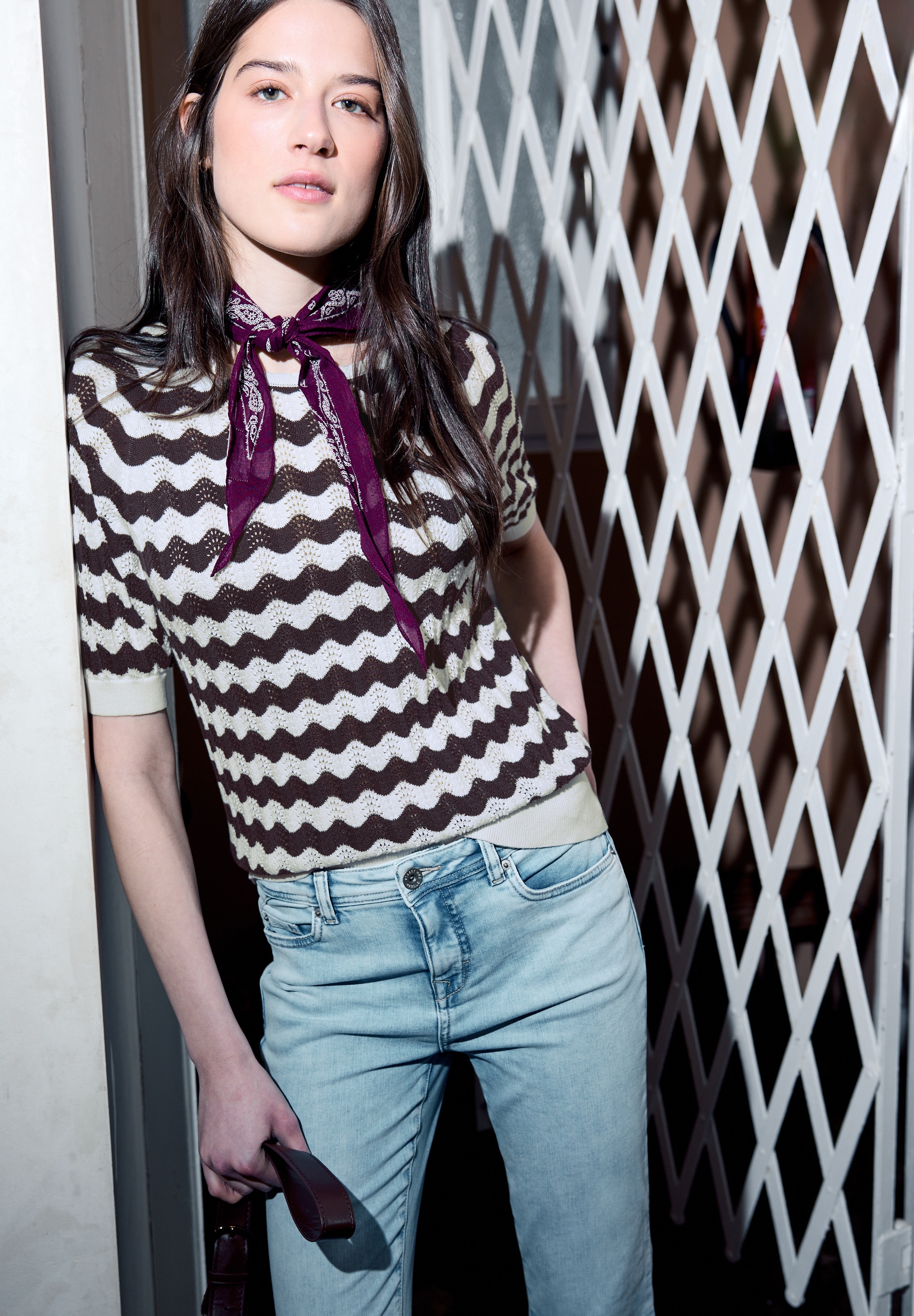 STREET ONE STUDIO Rundhalspullover mit Strick-Detail