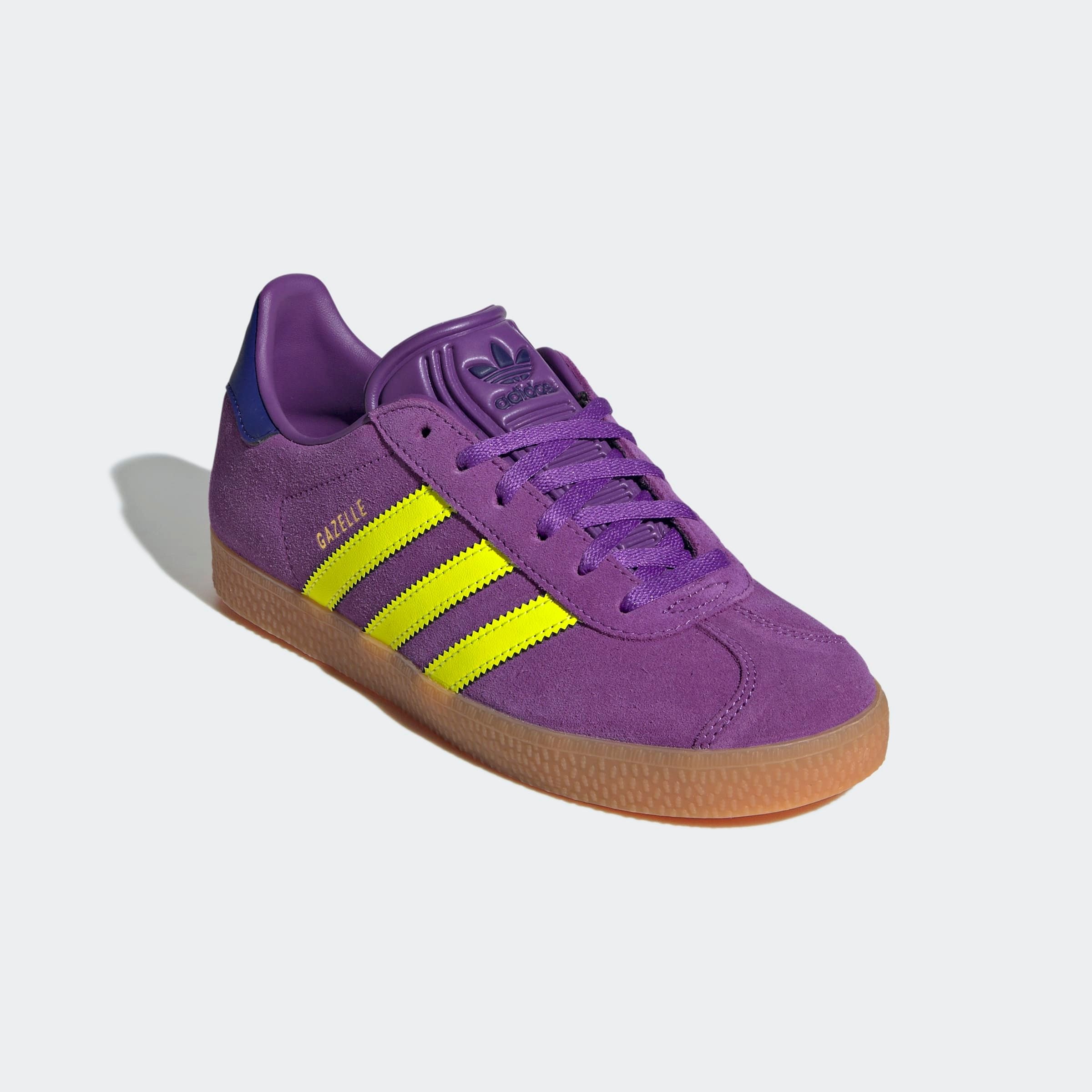 Mädchen Sneaker "GAZELLE KIDS", ADIDAS ORIGINALS, Gr. 35,5active lila, solar gelb, collegiate lila, Leder, Schuhe